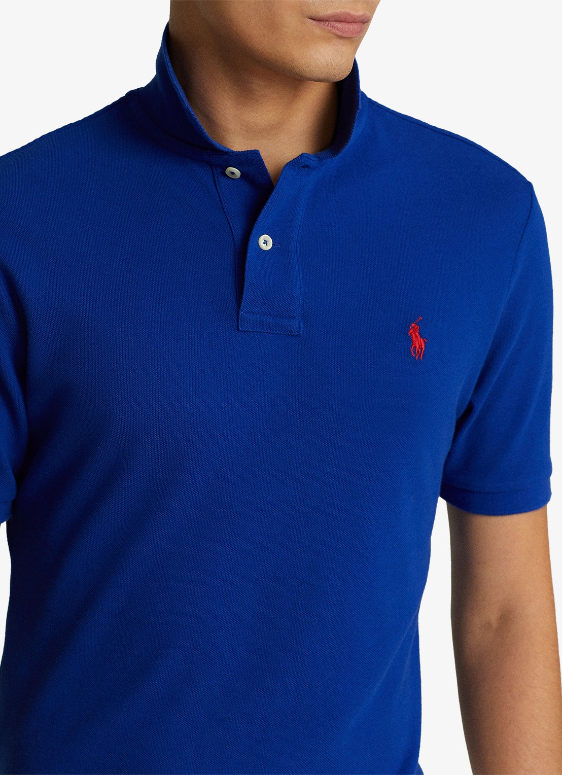 Ralph Lauren Slim fit polo van piqué katoen - detail 2 heritage royal / blauw