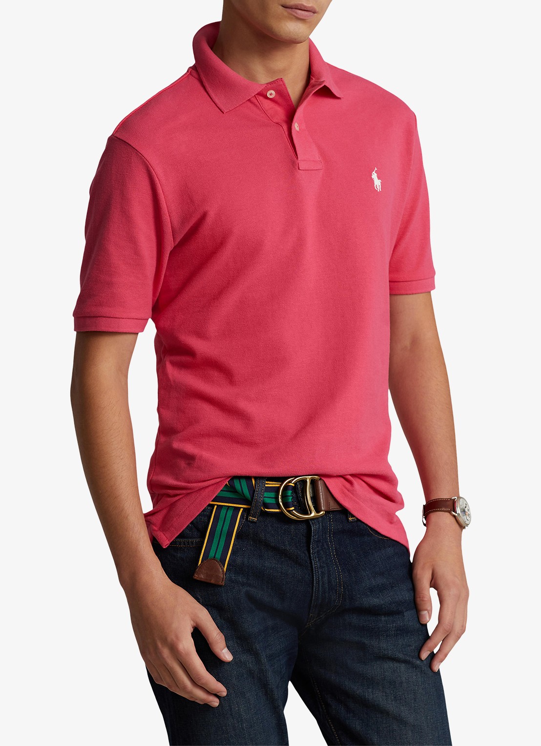 Ralph Lauren Slim fit polo van piqué katoen - detail hot pink/c2740-3ebd