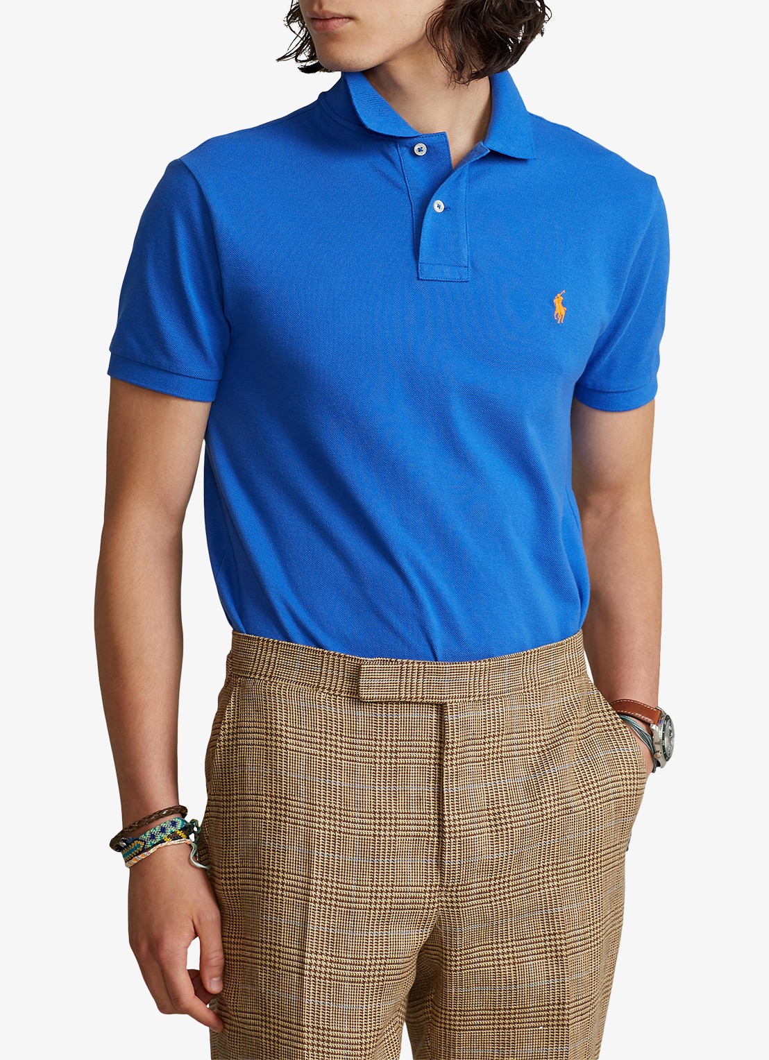Ralph Lauren Slim fit polo van piqué katoen - detail 3 new iris blue / blauw