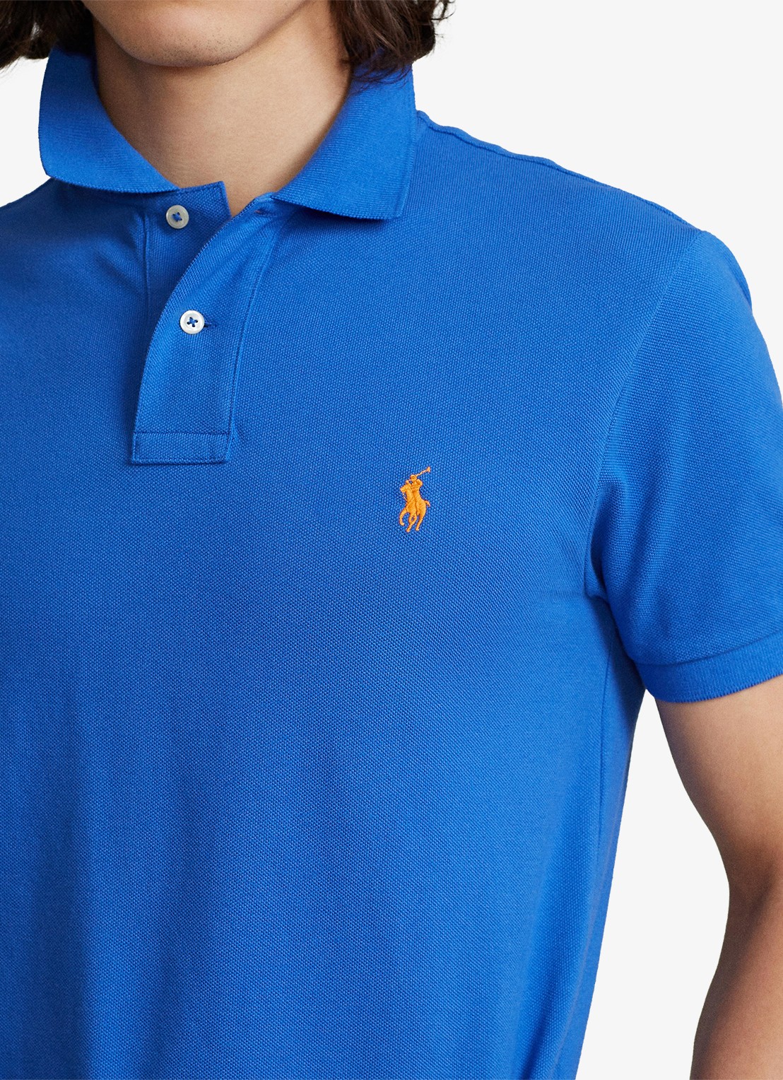 Ralph Lauren Slim fit polo van piqué katoen - detail 4 new iris blue / blauw