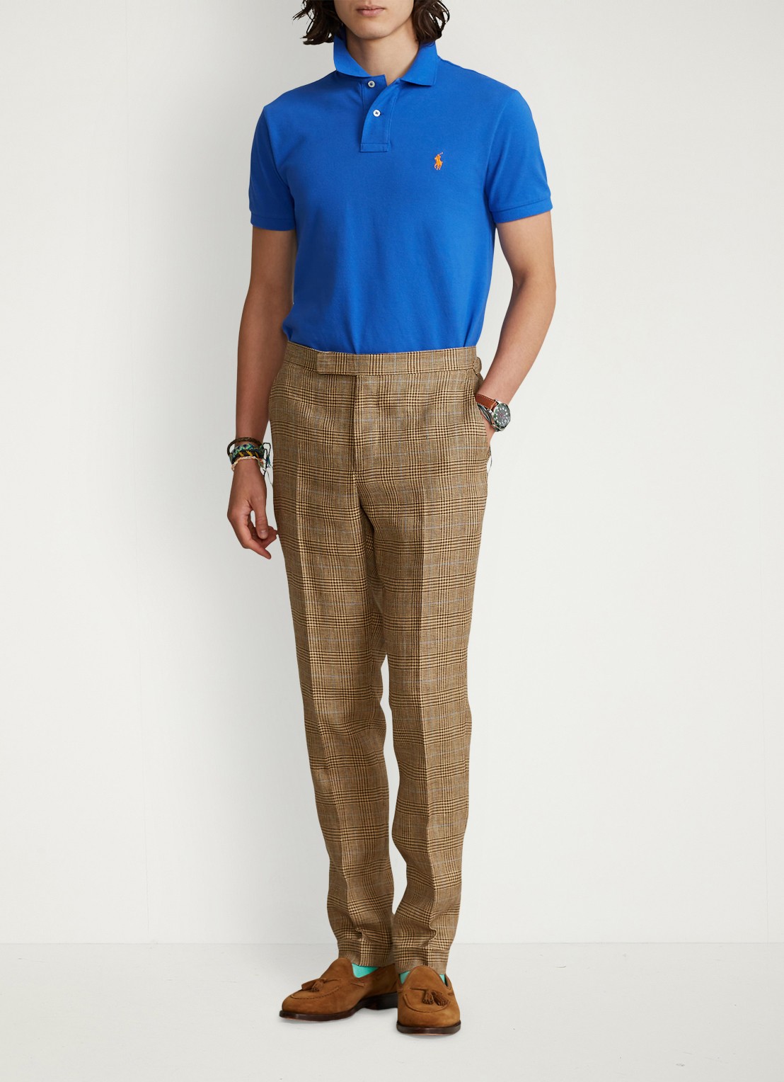 Ralph Lauren Slim fit polo van piqué katoen - voorkant 2 new iris blue / blauw