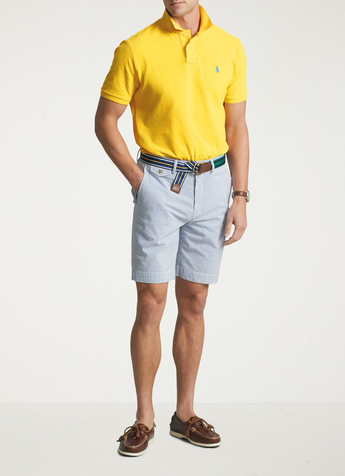 Ralph Lauren Slim fit polo van piqué katoen - voorkant 5 yellowfin/c7370-3ebq