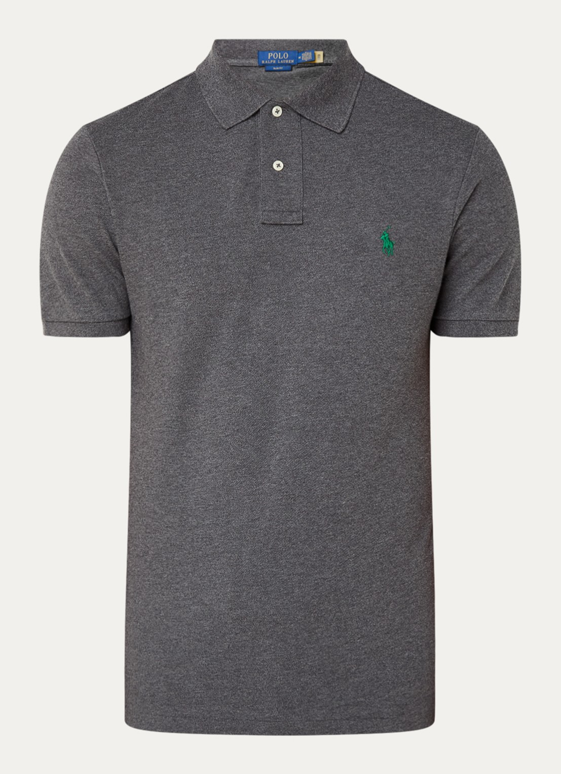 Ralph Lauren Slim fit polo van piqué katoen - voorkant barclay heather / donkergrijs