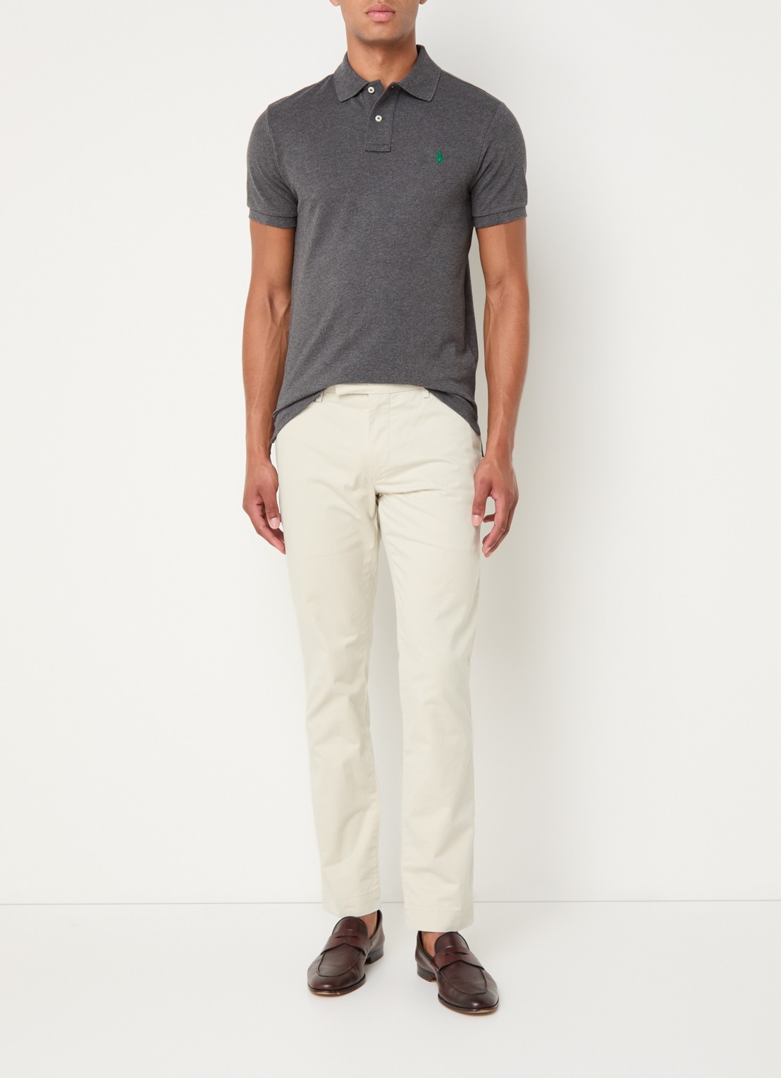 Ralph Lauren Slim fit polo van piqué katoen - voorkant 2 barclay heather / donkergrijs