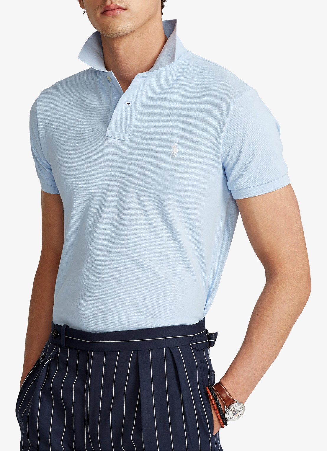 Ralph Lauren Slim fit polo van piqué katoen - detail 3 office blue/c1750-3ebj