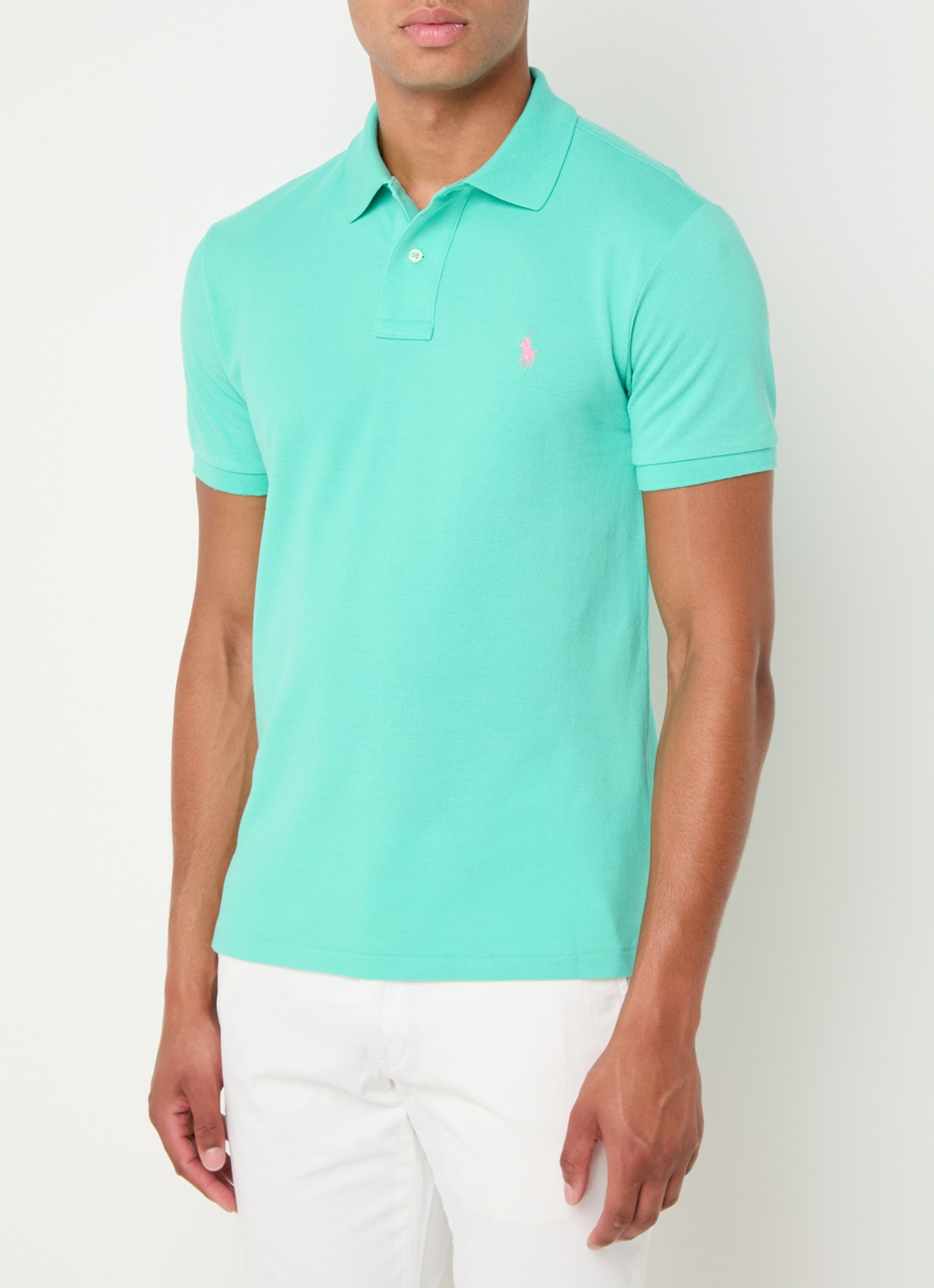 Ralph Lauren Slim fit polo van piqué katoen - detail sunset green / groen
