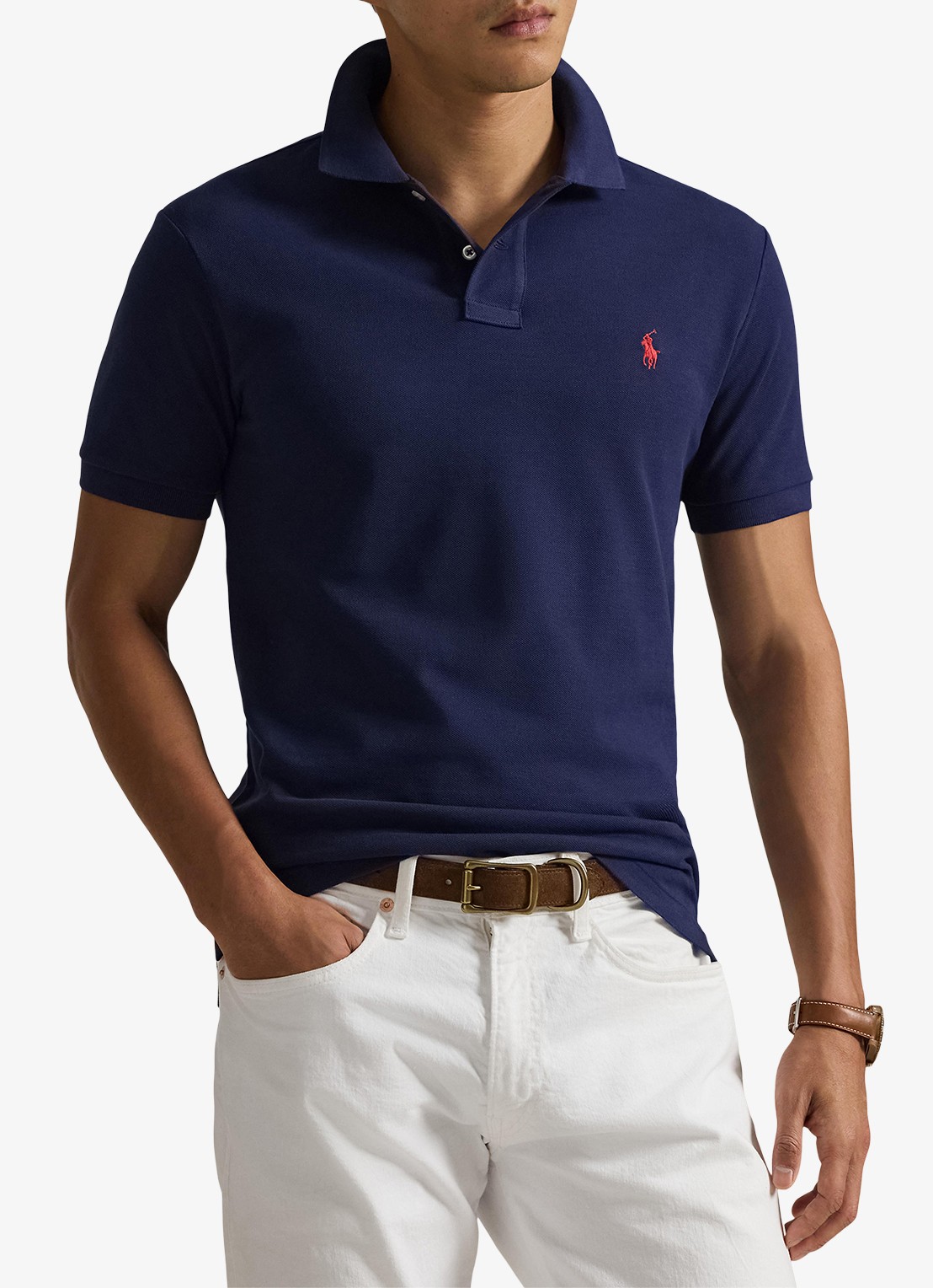 Ralph Lauren Slim fit polo van piqué katoen - detail 8 newport navy / donkerblauw
