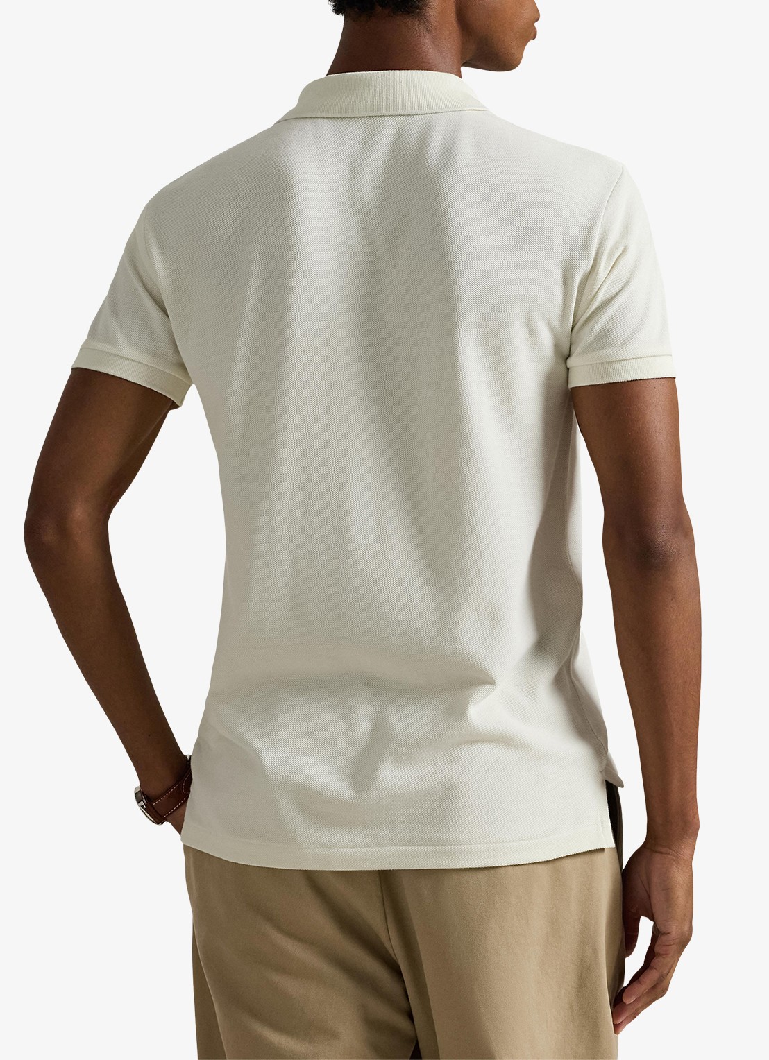 Ralph Lauren Slim fit polo van piqué katoen - achterkant 5 parchment cream/c8634-3zob