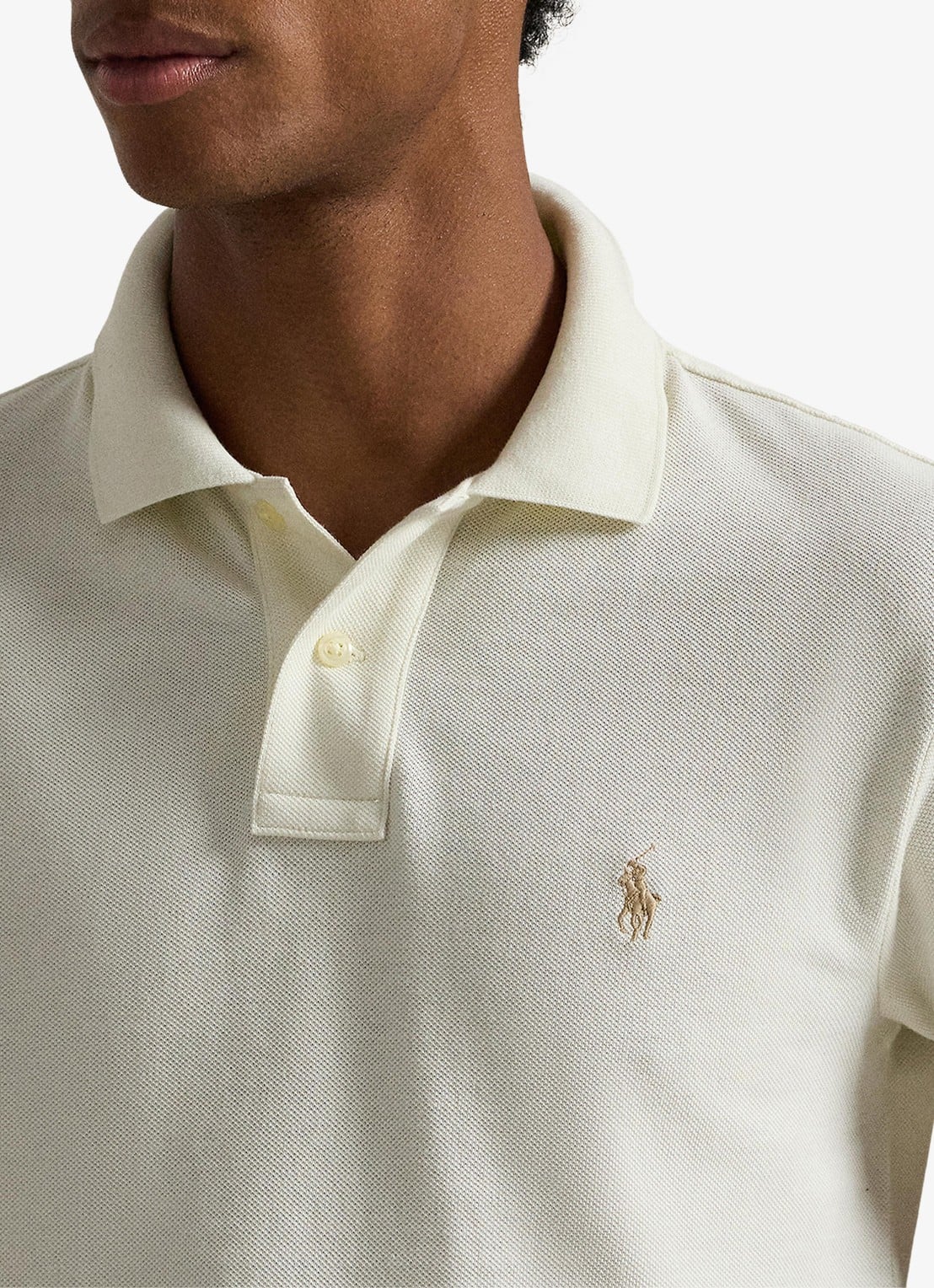 Ralph Lauren Slim fit polo van piqué katoen - detail 4 parchment cream/c8634-3zob