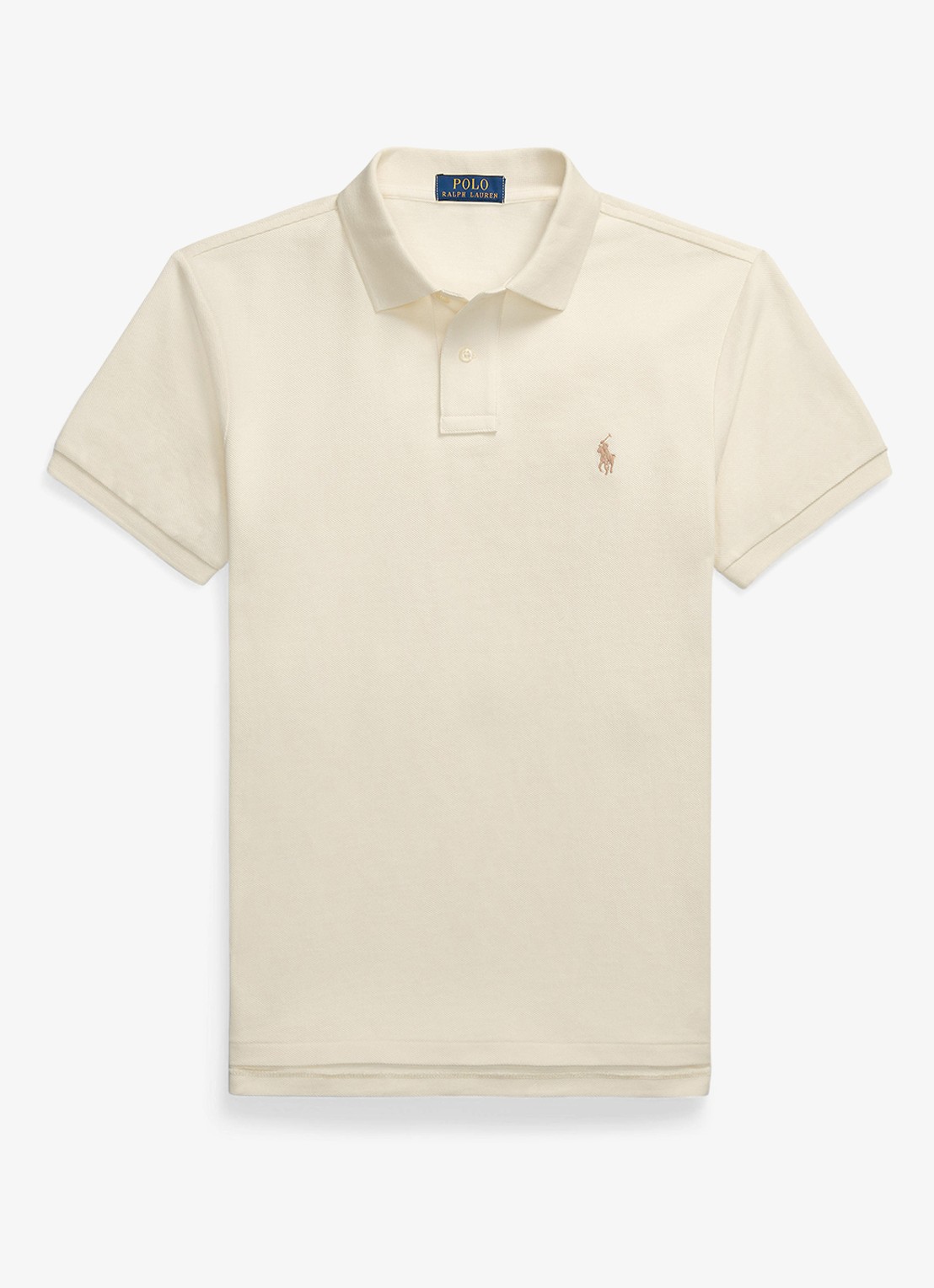 Ralph Lauren Slim fit polo van piqué katoen - voorkant parchment cream/c8634-3zob