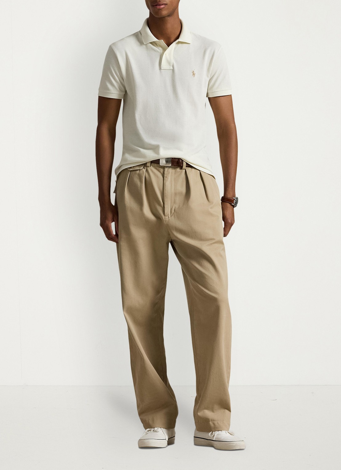 Ralph Lauren Slim fit polo van piqué katoen - voorkant 2 parchment cream/c8634-3zob