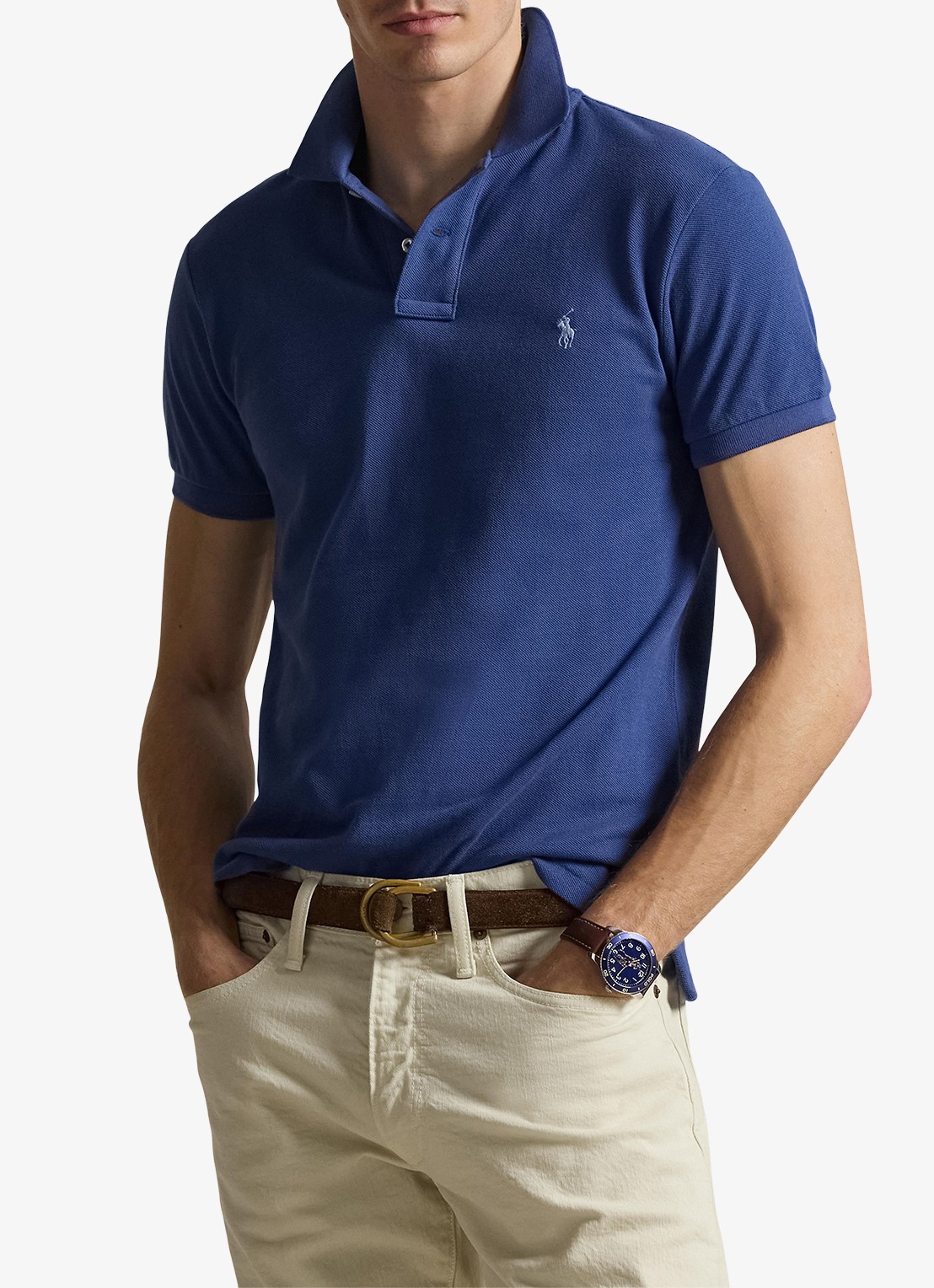 Ralph Lauren Slim fit polo van piqué katoen - detail 3 old royal / royalblauw