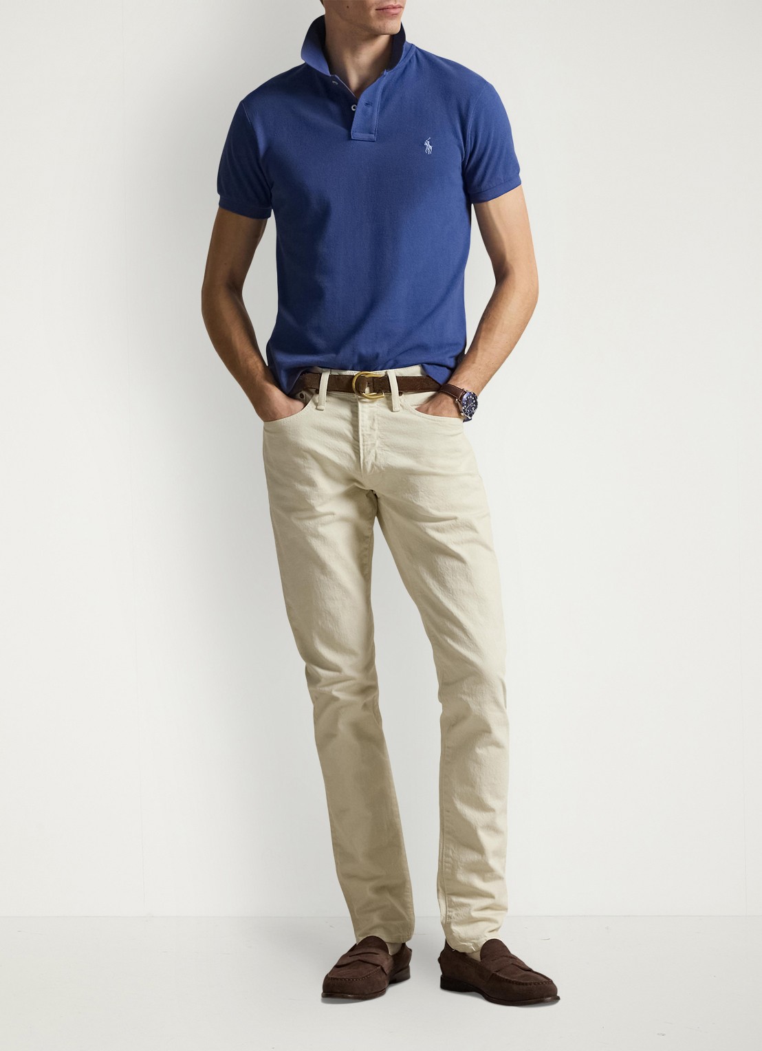 Ralph Lauren Slim fit polo van piqué katoen - voorkant 2 old royal / royalblauw