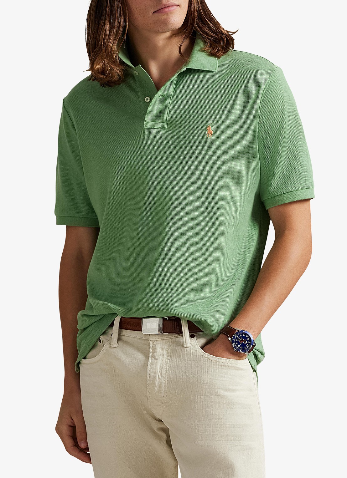 Ralph Lauren Slim fit polo van piqué katoen - detail 3 outback green / groen