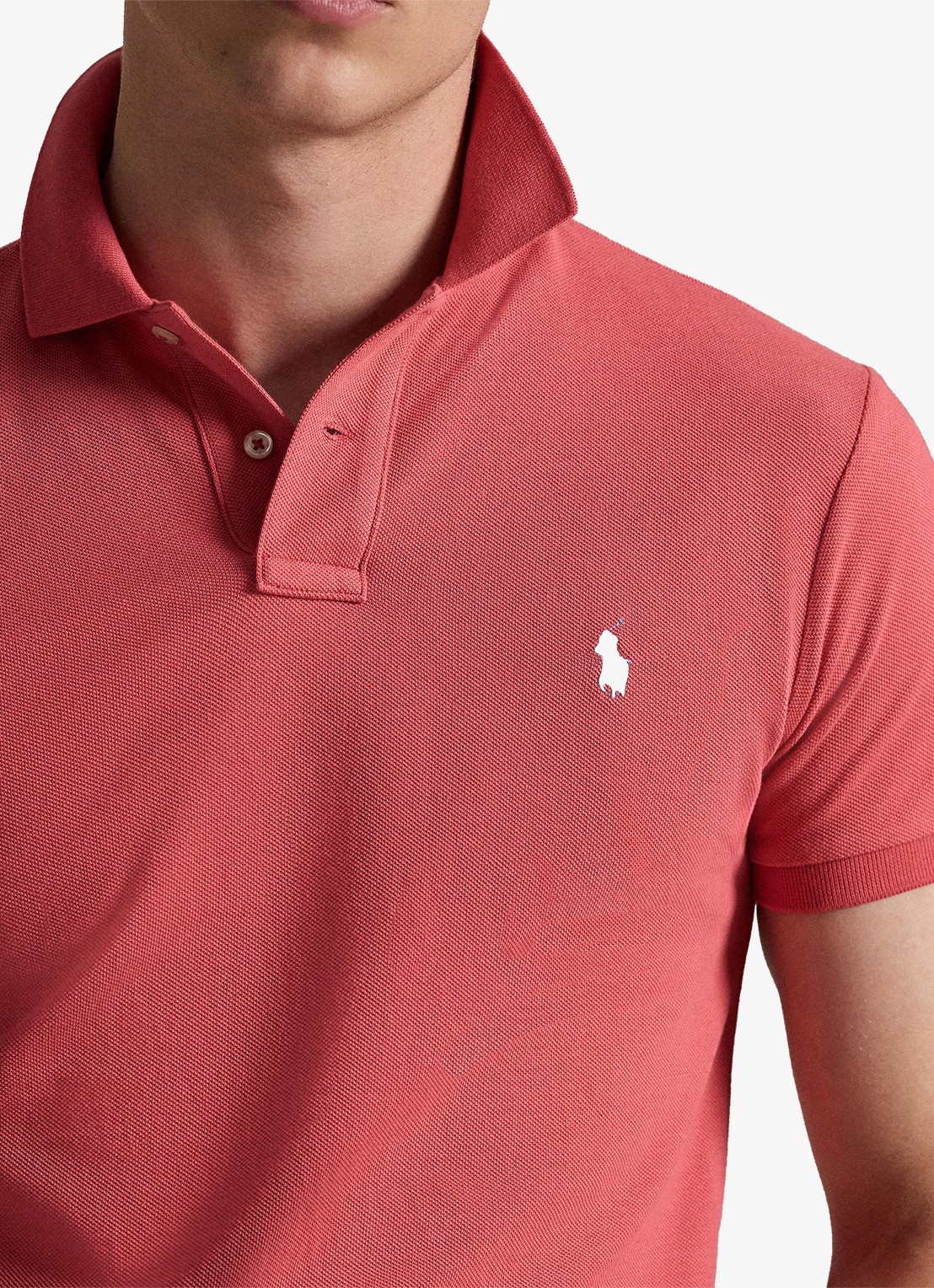 Ralph Lauren Slim fit polo van piqué katoen - detail 5 red sky / rood