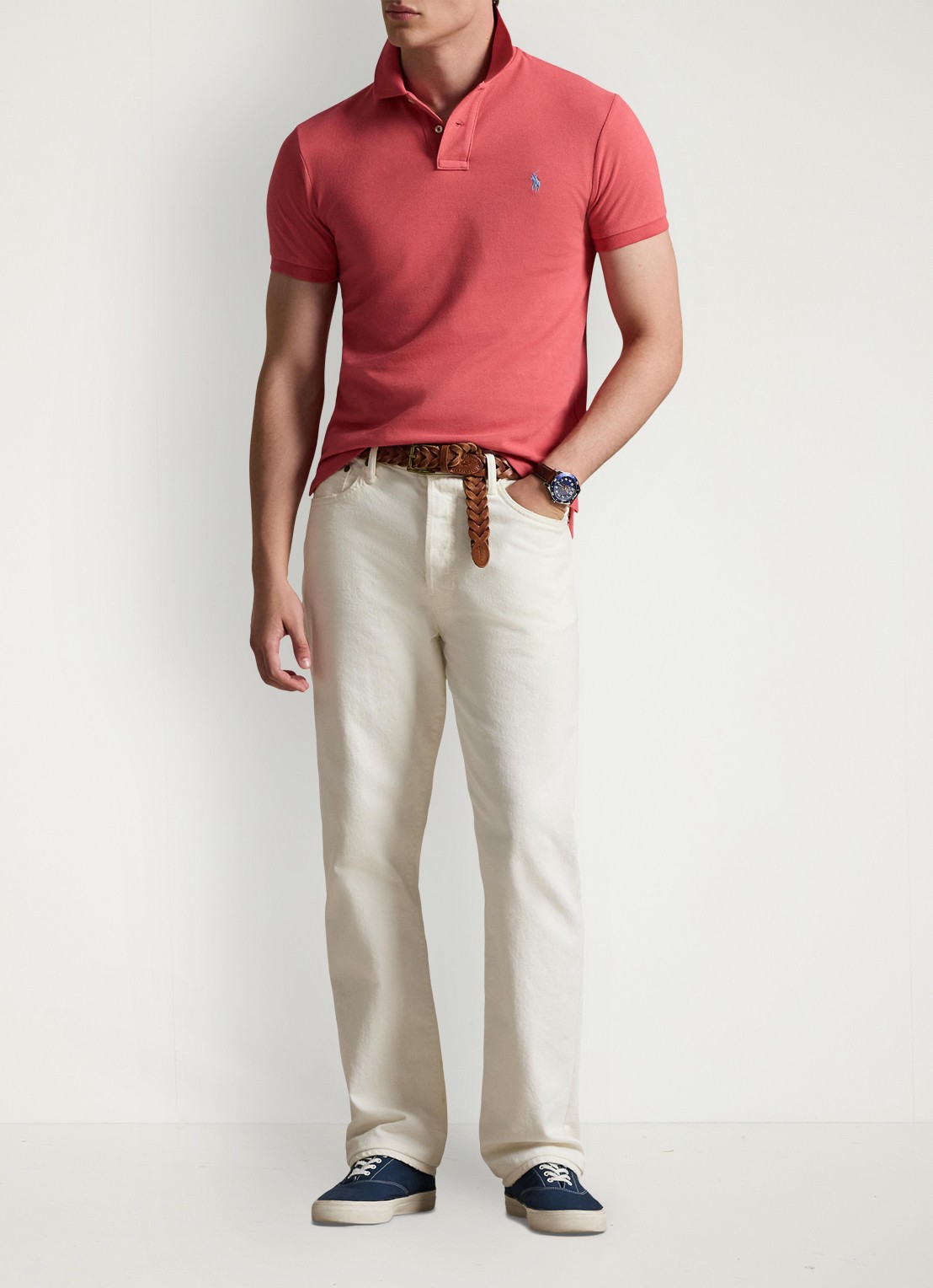Ralph Lauren Slim fit polo van piqué katoen - voorkant 3 red sky / rood
