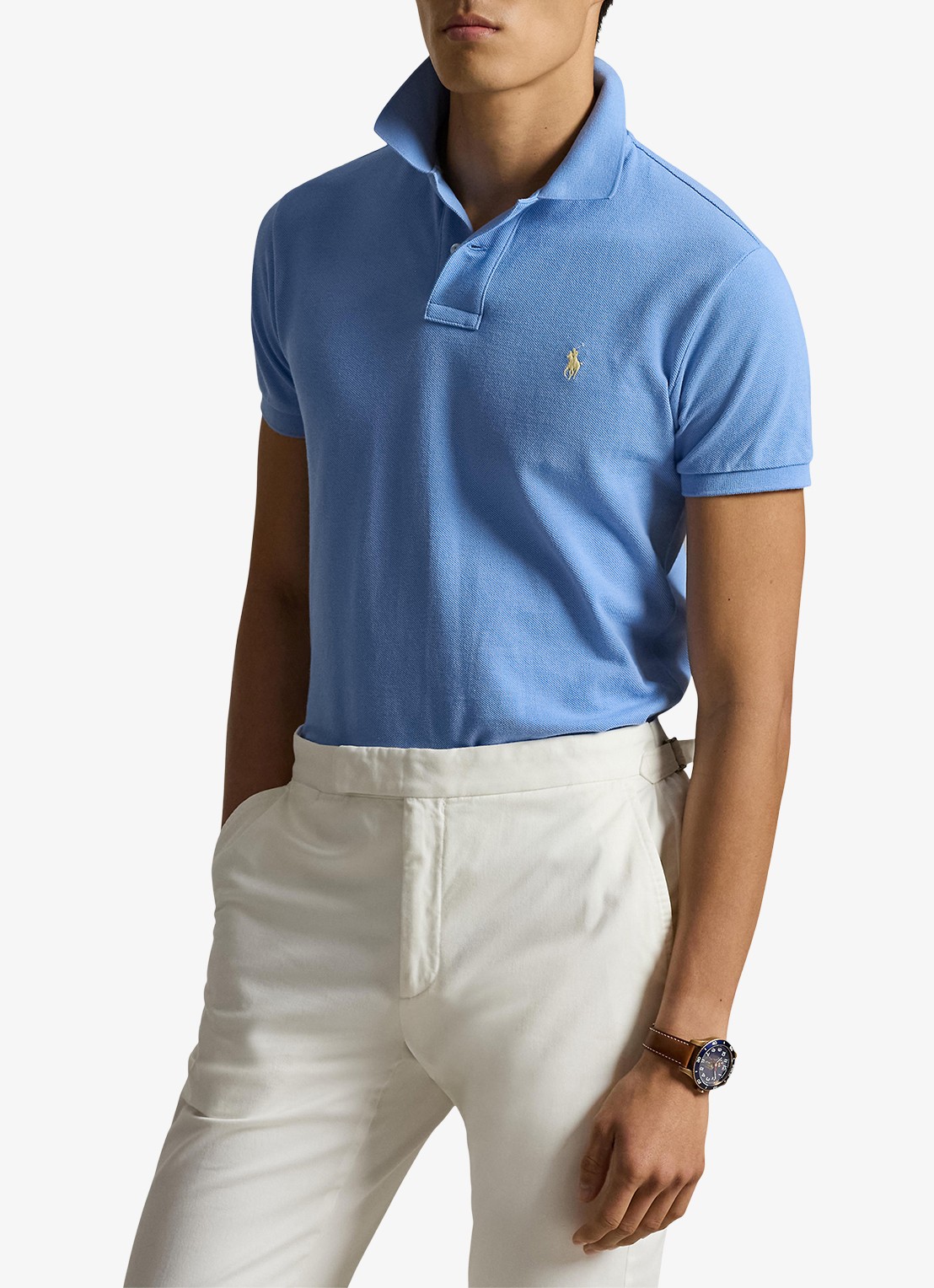 Ralph Lauren Slim fit polo van piqué katoen - detail 7 bristol blue / blauw