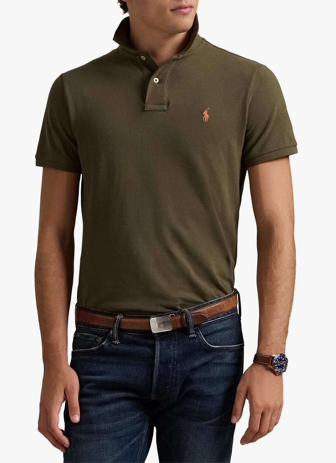 Ralph Lauren Slim fit polo van piqué katoen - detail 4 canopy olive