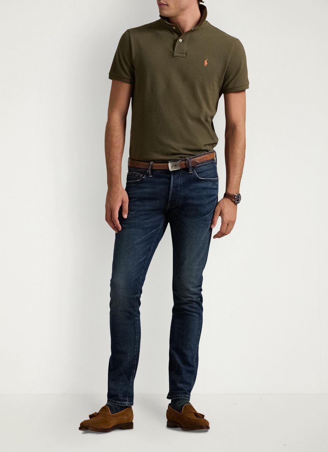 Ralph Lauren Slim fit polo van piqué katoen - voorkant 3 canopy olive
