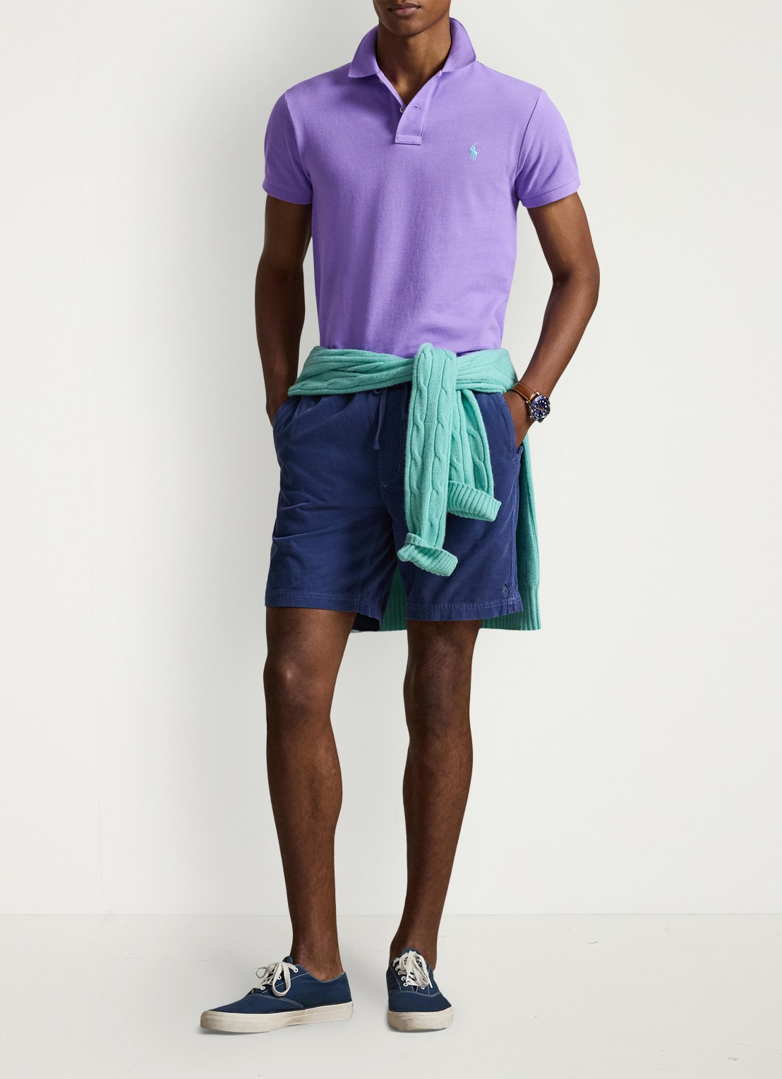 Ralph Lauren Slim fit polo van piqué katoen - voorkant 2 cactus purple/c6103-3el6