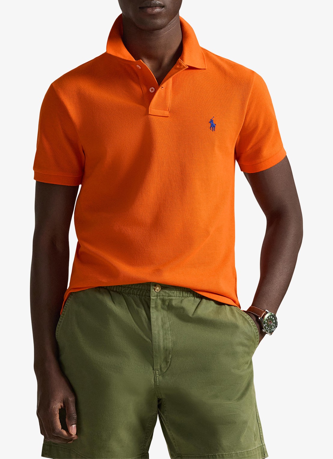 Ralph Lauren Slim fit polo van piqué katoen - detail 4 sailing orange