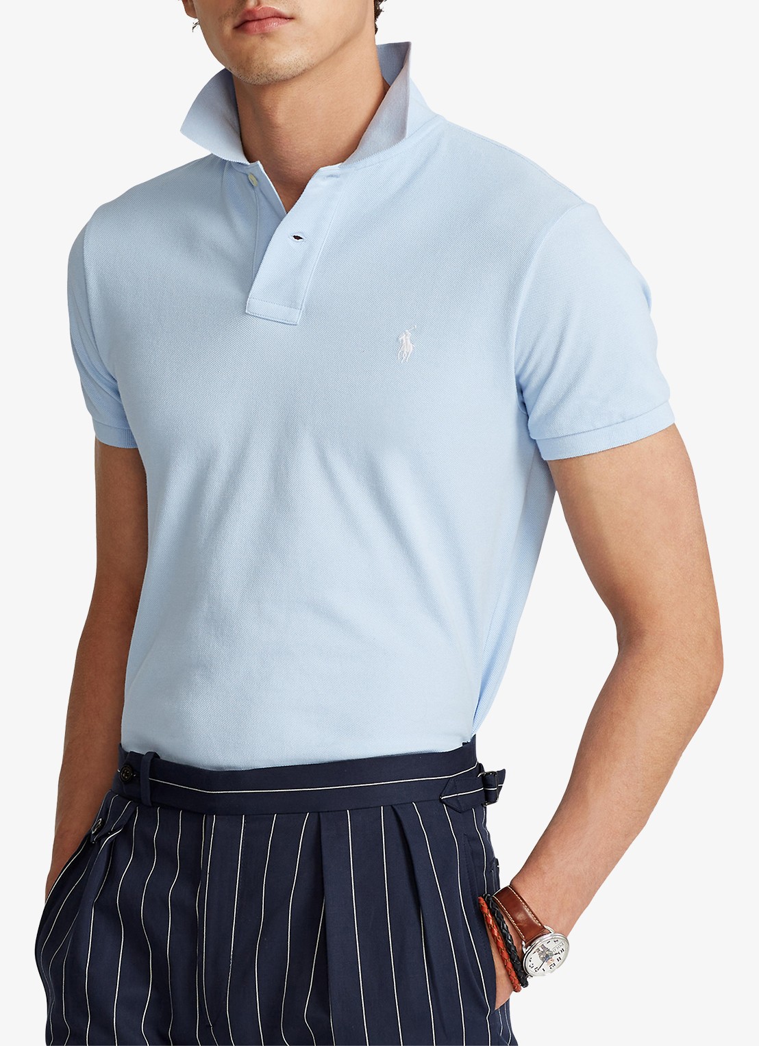 Ralph Lauren Slim fit polo van piqué katoen - detail 5 office blue/c1750-3ebj