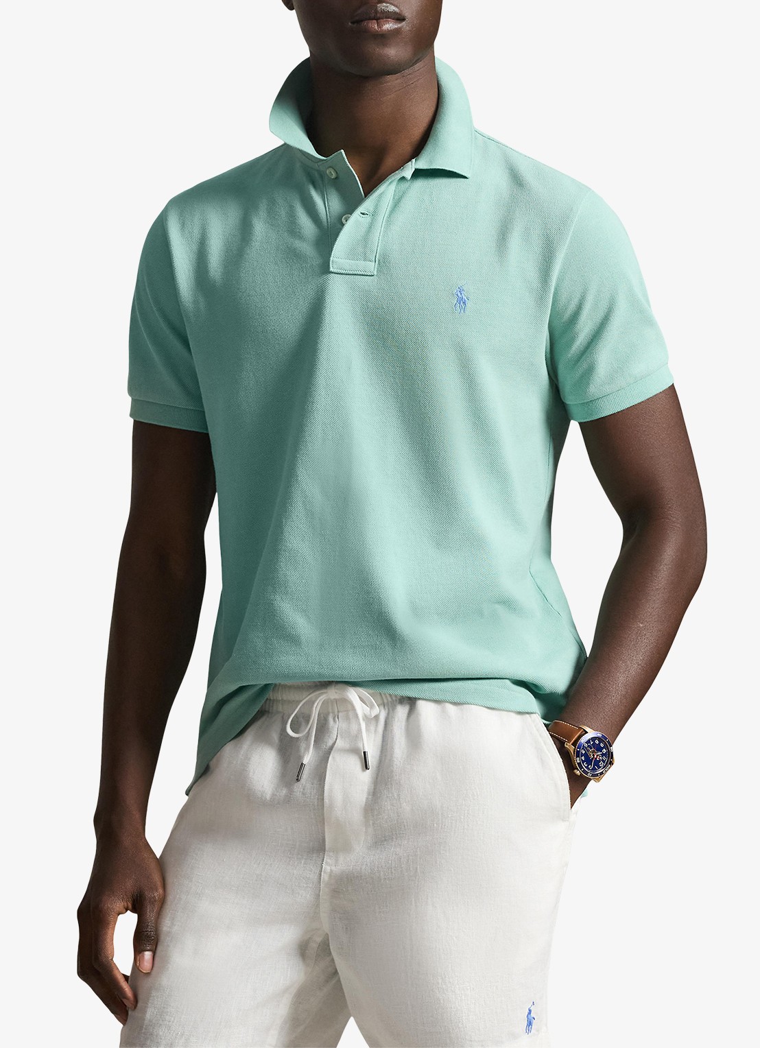 Ralph Lauren Slim fit polo van piqué katoen - detail celadon/c7109-zyv9