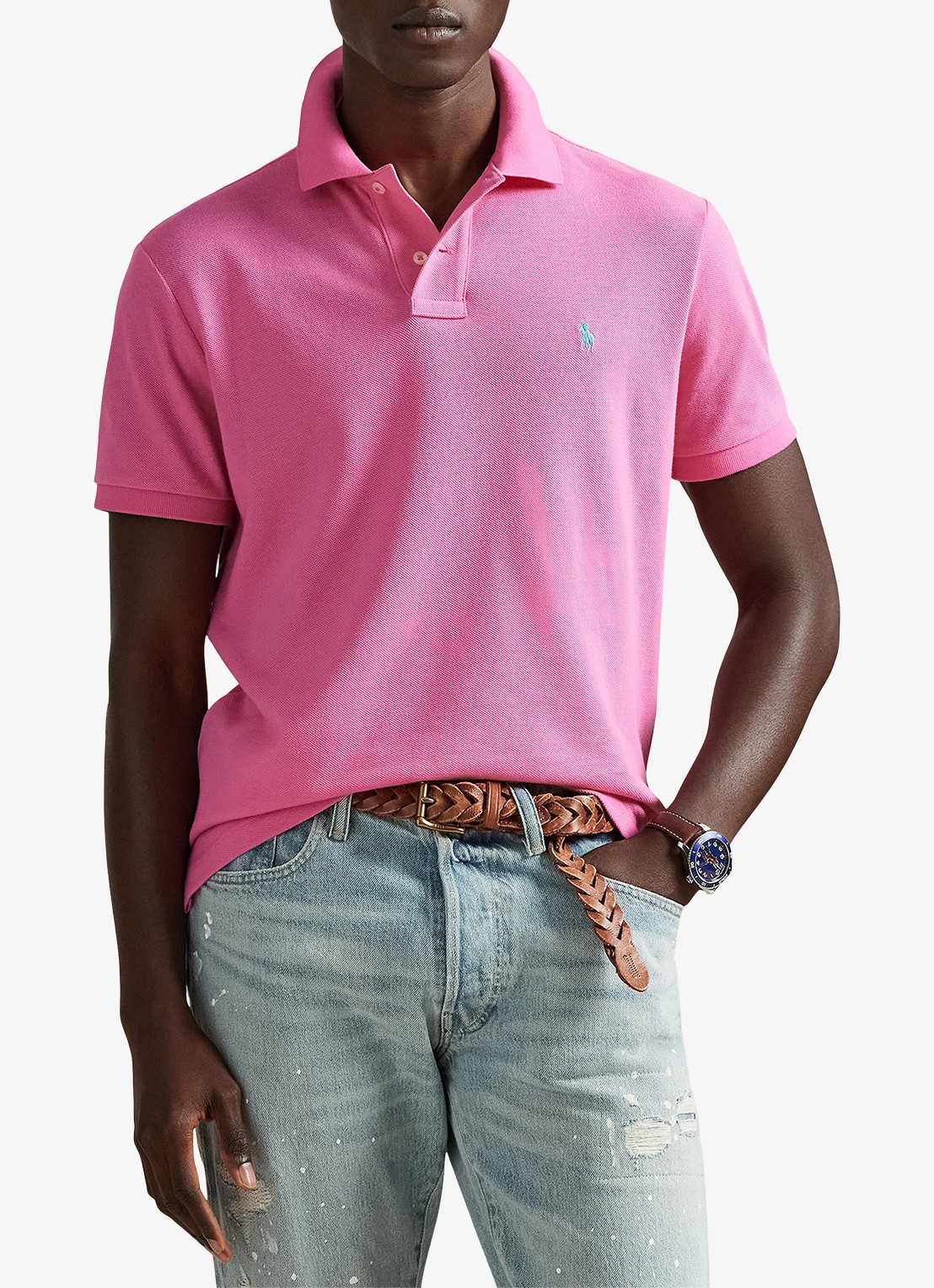 Ralph Lauren Slim fit polo van piqué katoen - detail 4 baja pink/c6995-zyvc