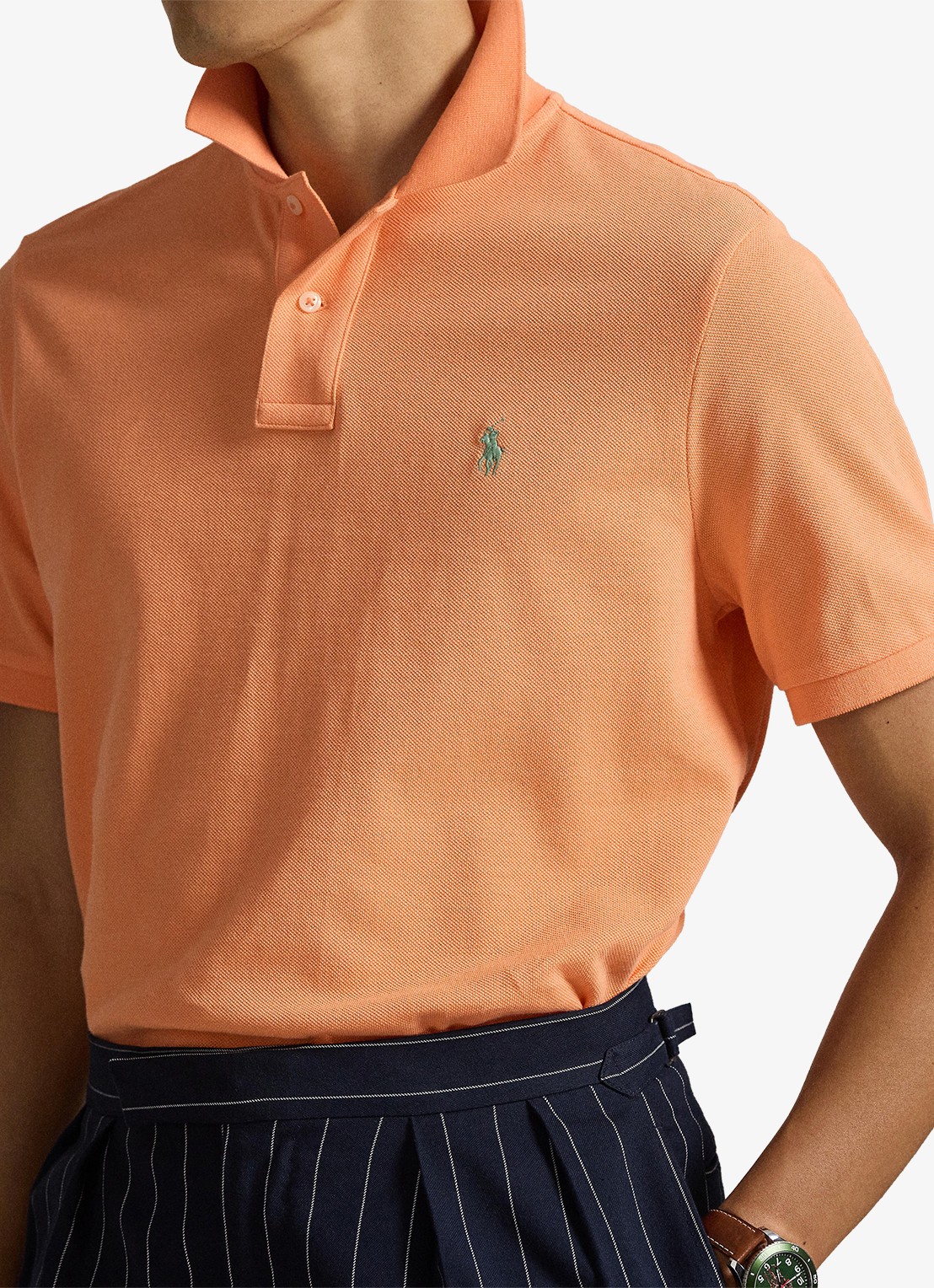 Ralph Lauren Slim fit polo van piqué katoen - detail 4 pompano orange/c5566-47x1