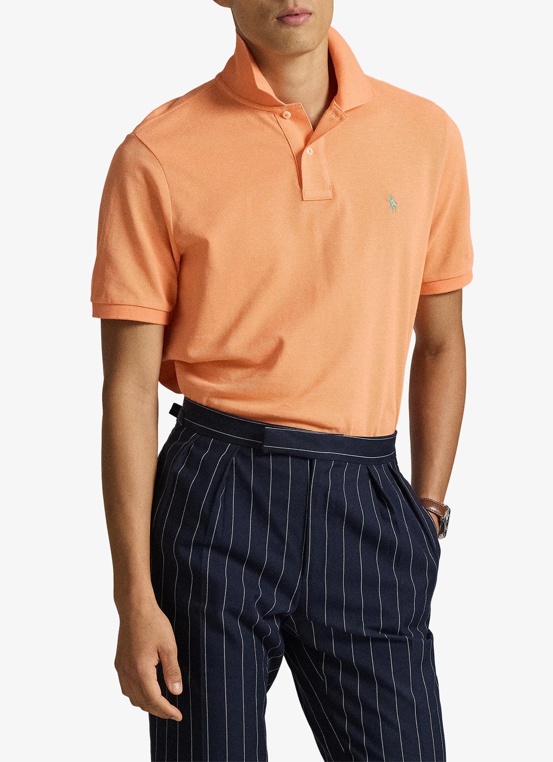 Ralph Lauren Slim fit polo van piqué katoen - voorkant 2 pompano orange/c5566-47x1
