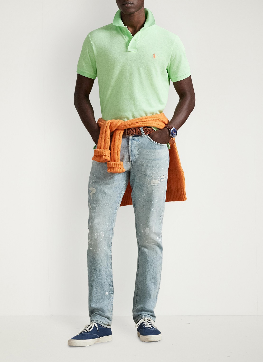 Ralph Lauren Slim fit polo van piqué katoen - detail cruise lime/c2113-zyva