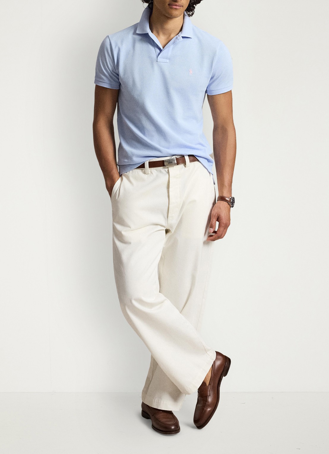 Ralph Lauren Slim fit polo van piqué katoen - detail 4 pebble blue/c3115-zy11