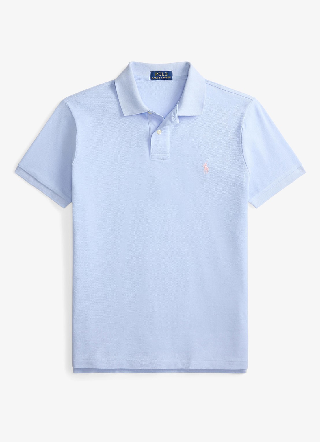 Ralph Lauren Slim fit polo van piqué katoen - voorkant pebble blue/c3115-zy11