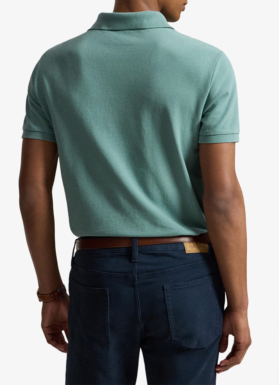 Ralph Lauren Slim fit polo van piqué katoen - achterkant greenscape / groen