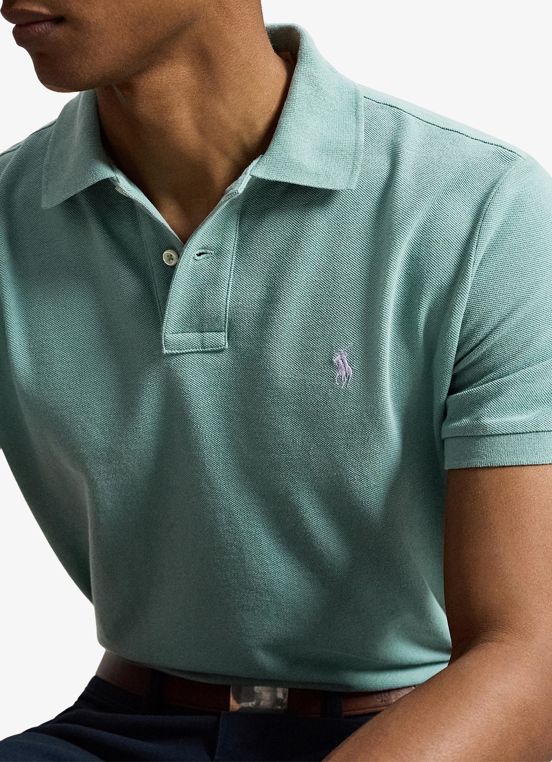 Ralph Lauren Slim fit polo van piqué katoen - detail 3 greenscape / groen