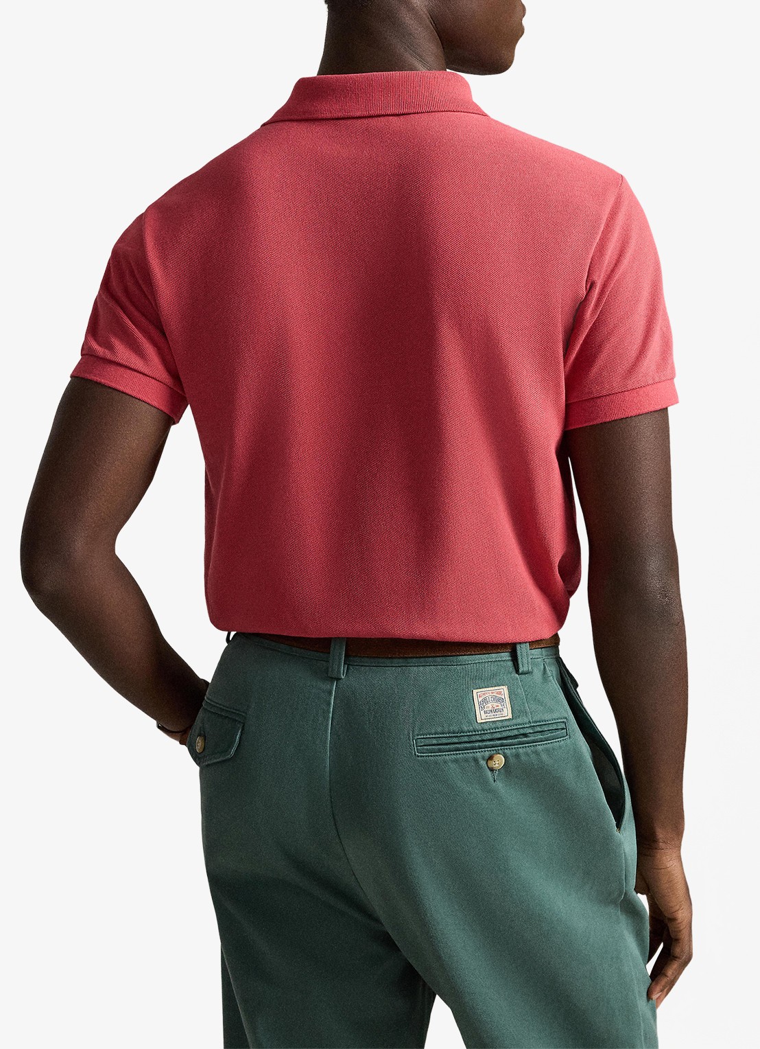 Ralph Lauren Slim fit polo van piqué katoen - achterkant 5 nantucket red / rood