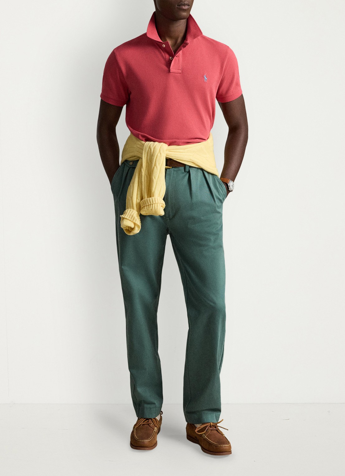 Ralph Lauren Slim fit polo van piqué katoen - detail 3 nantucket red / rood