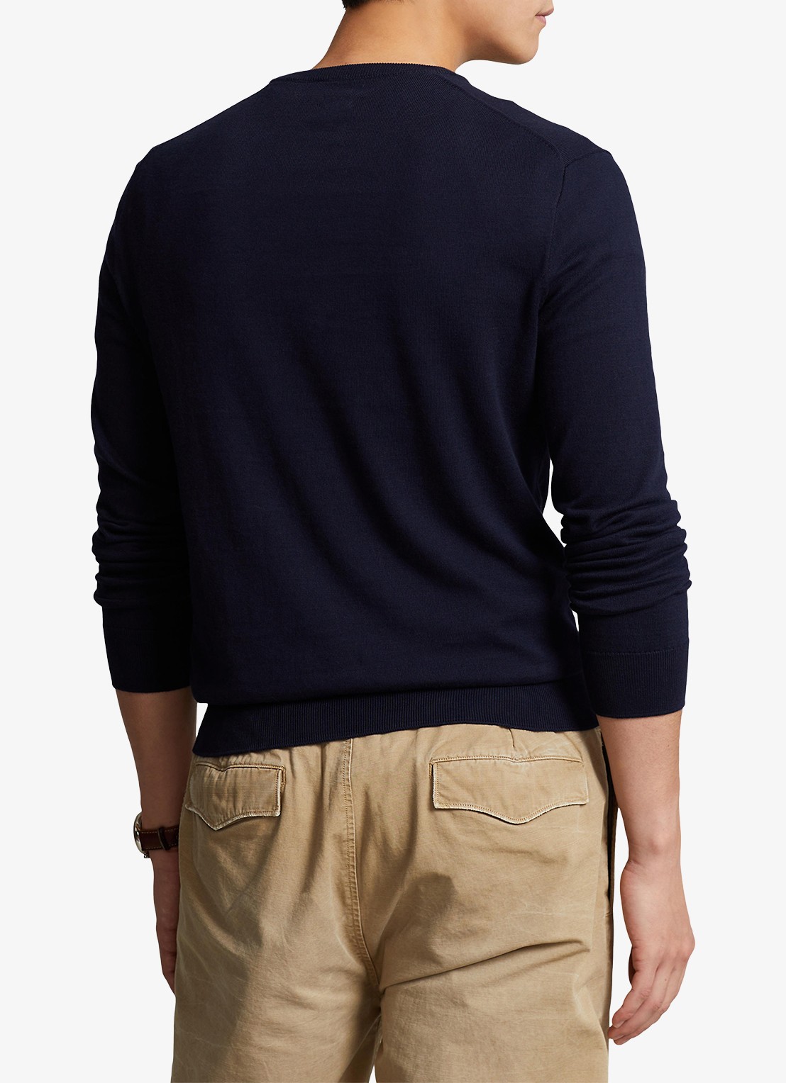 Ralph Lauren Slim fit pullover van katoen - achterkant 7 hunter navy / blauw