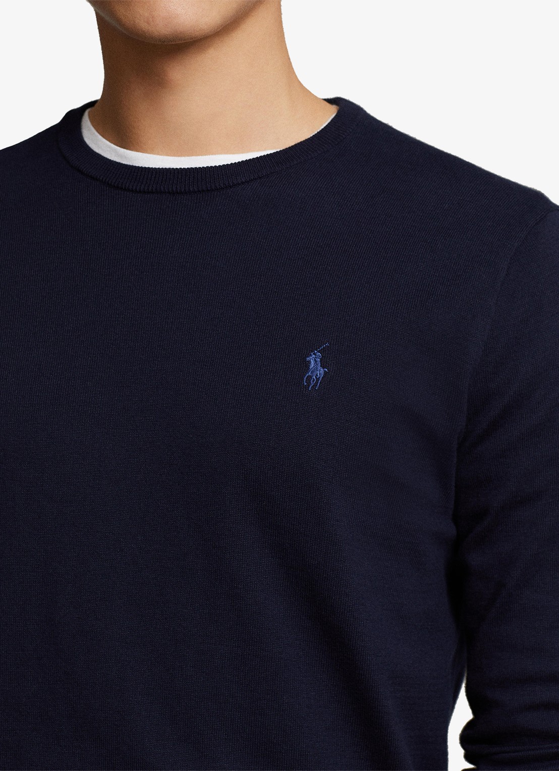 Ralph Lauren Slim fit pullover van katoen - detail 5 hunter navy / blauw