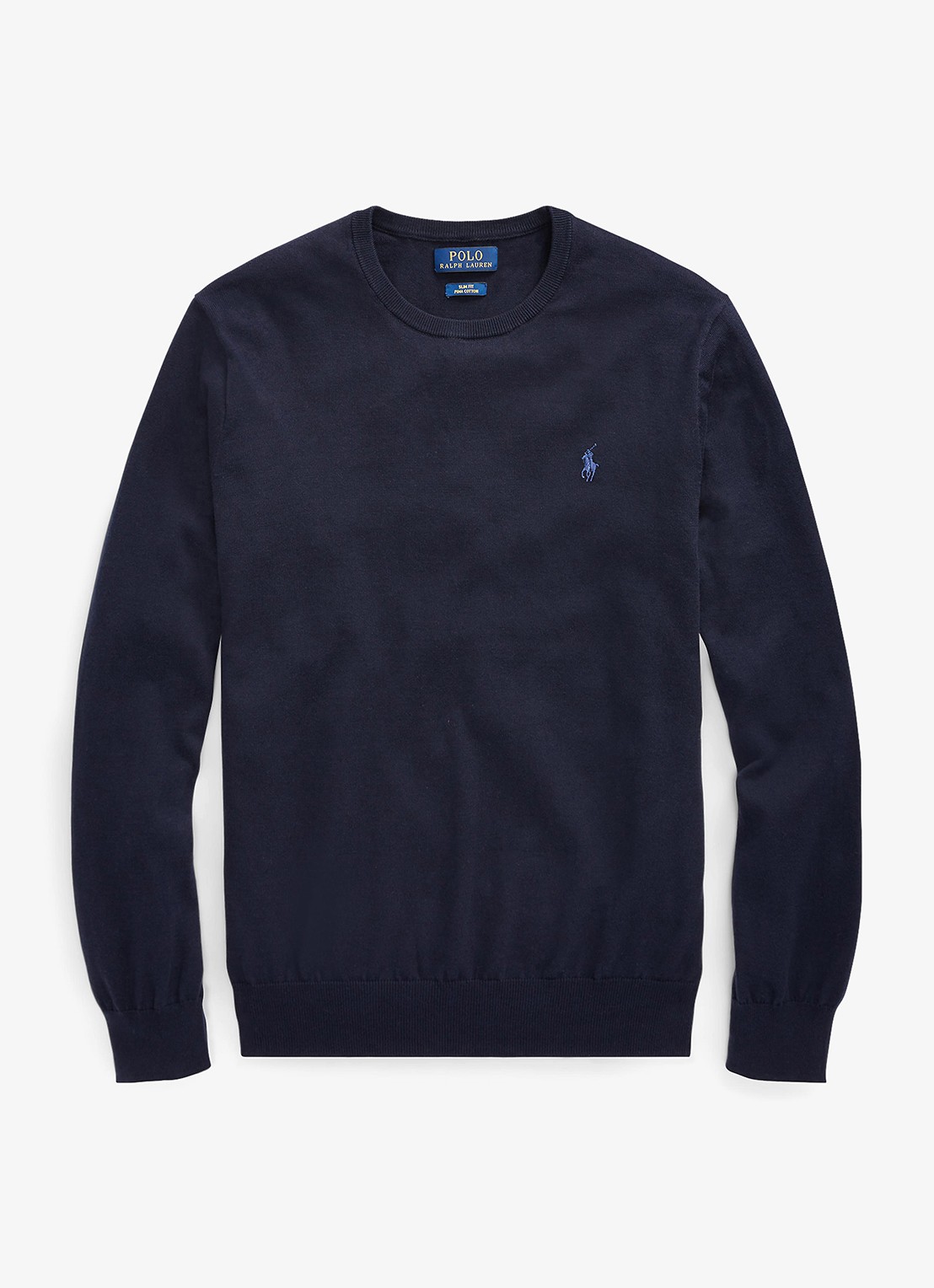 Ralph Lauren Slim fit pullover van katoen - voorkant hunter navy / blauw