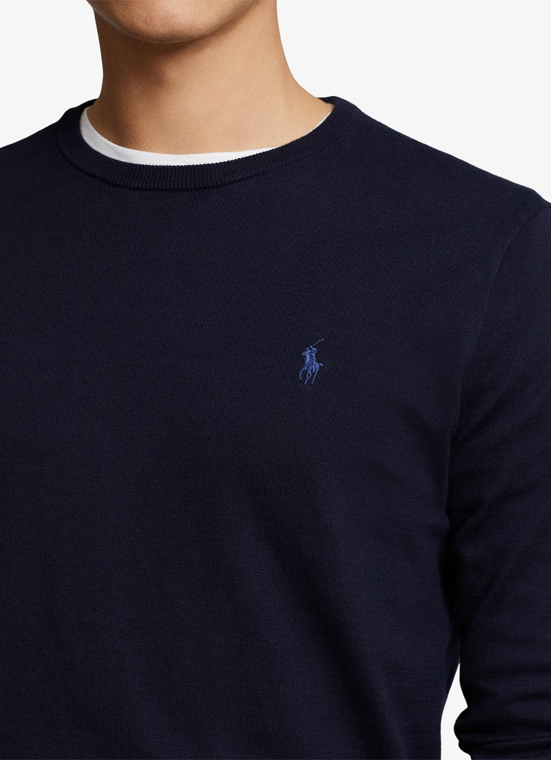 Ralph Lauren Slim fit pullover van katoen - detail 6 hunter navy / blauw