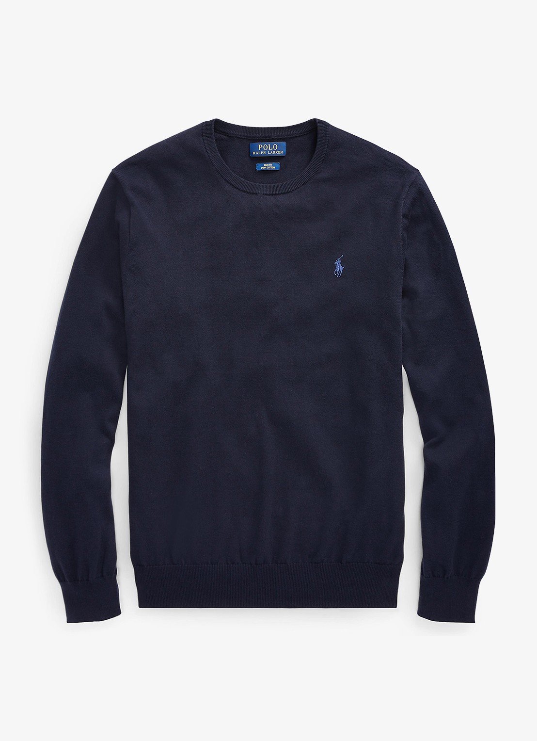 Ralph Lauren Slim fit pullover van katoen - voorkant 3 hunter navy / blauw