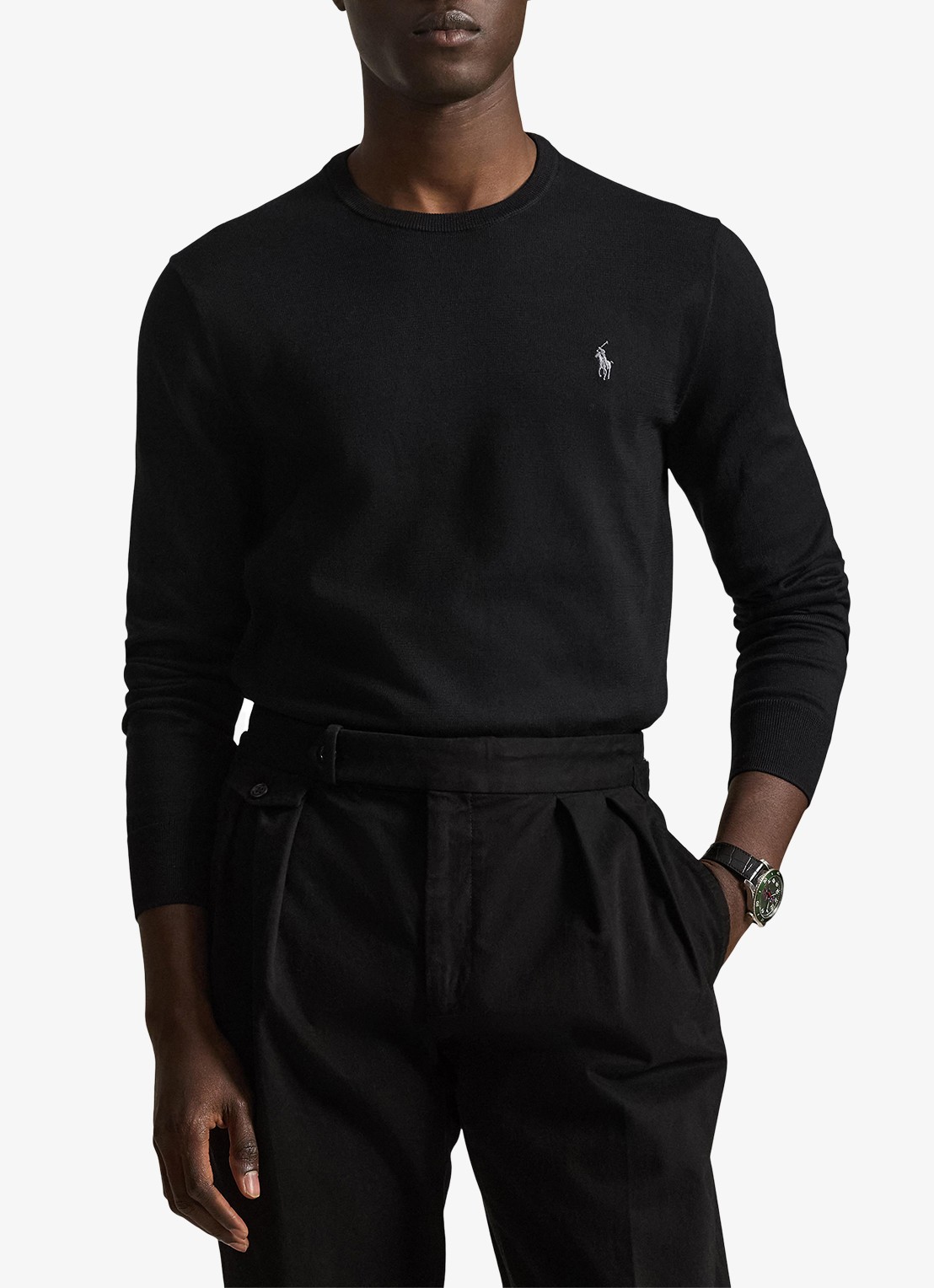 Ralph Lauren Slim fit pullover van katoen - detail polo black / zwart