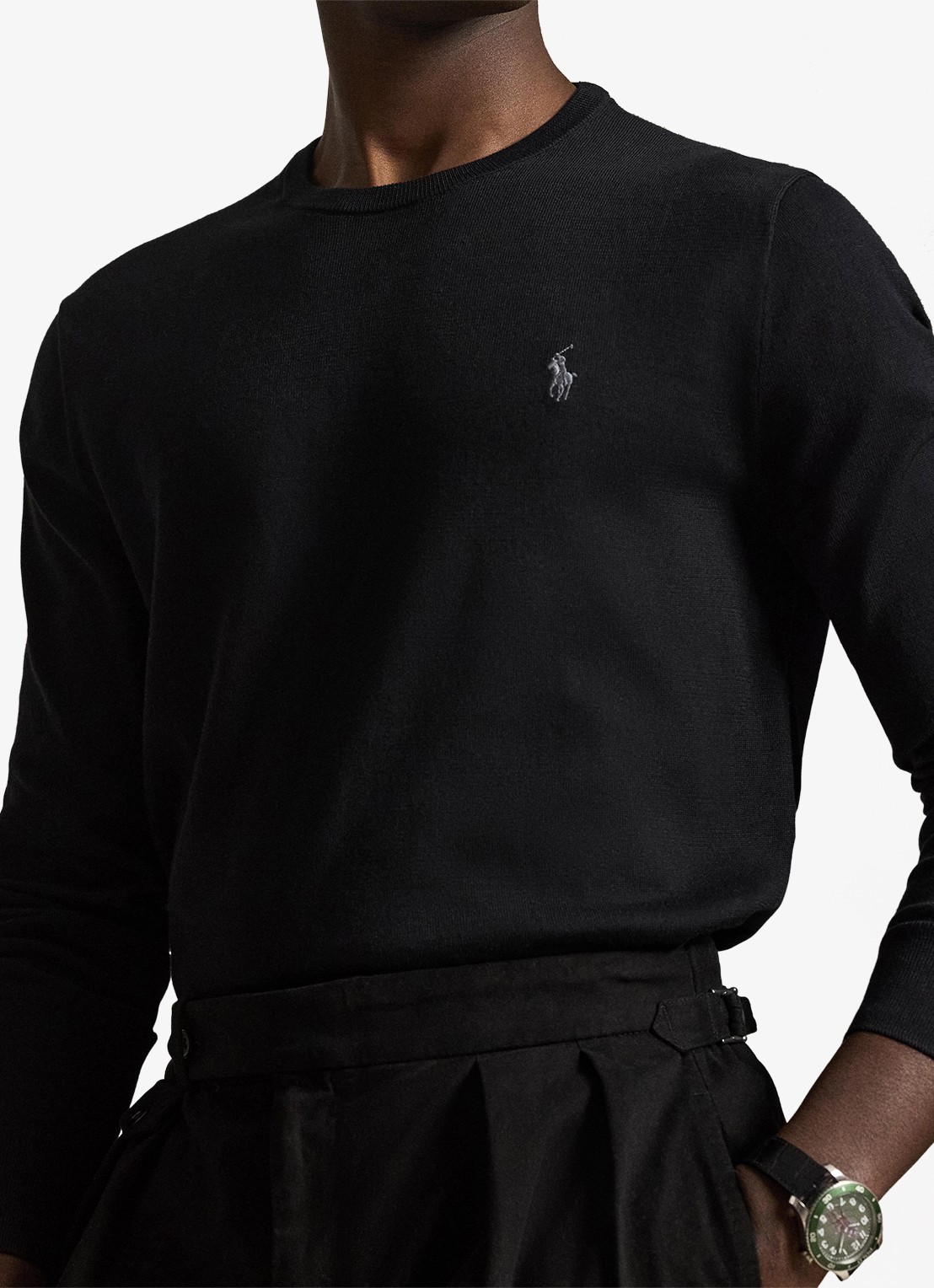 Ralph Lauren Slim fit pullover van katoen - detail 2 polo black / zwart
