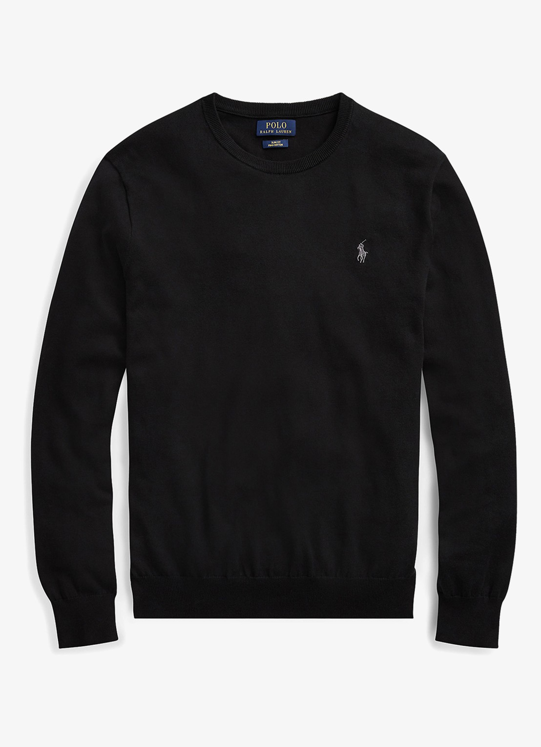 Ralph Lauren Slim fit pullover van katoen - voorkant 4 polo black / zwart