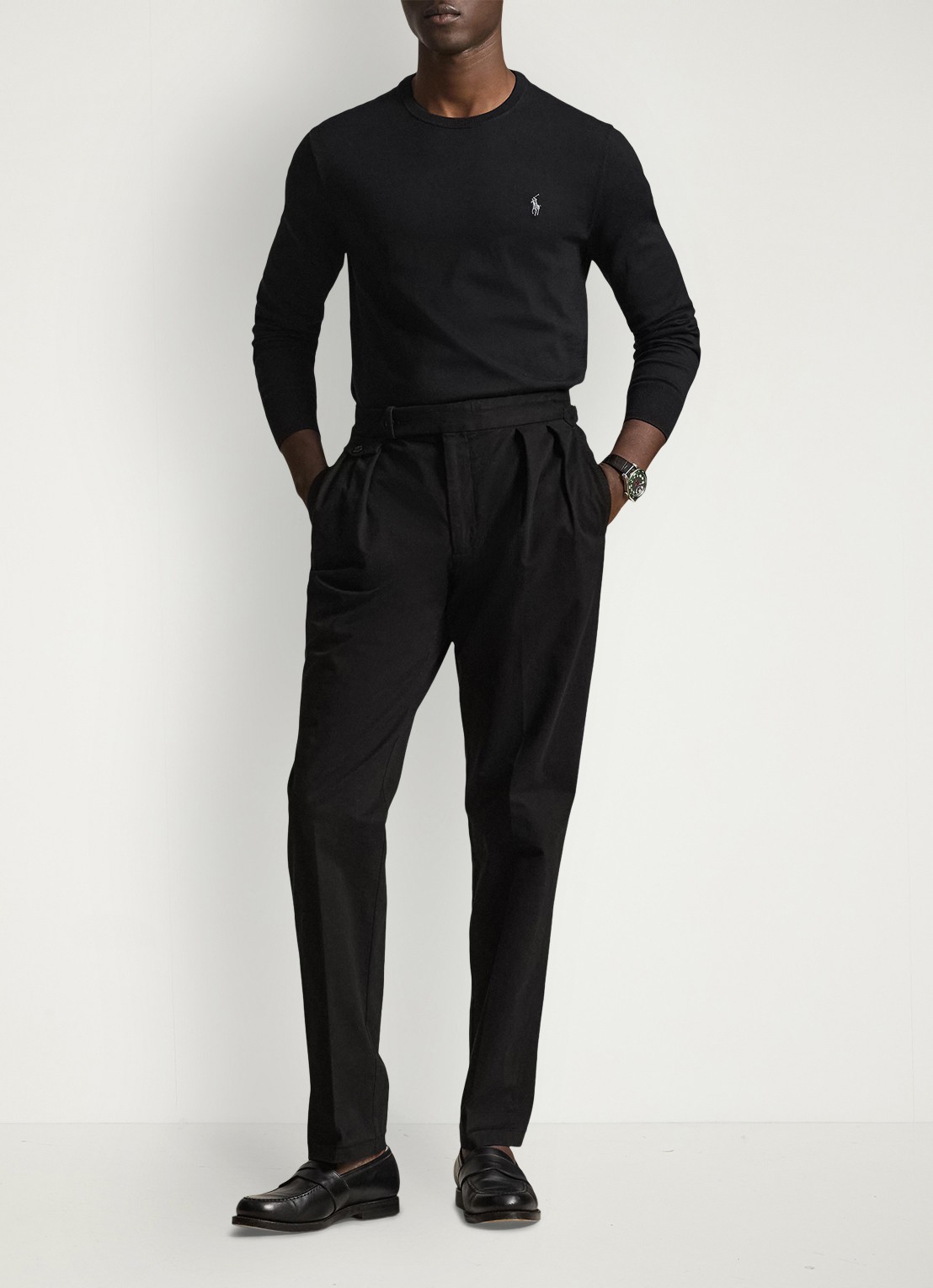 Ralph Lauren Slim fit pullover van katoen - voorkant 5 polo black / zwart