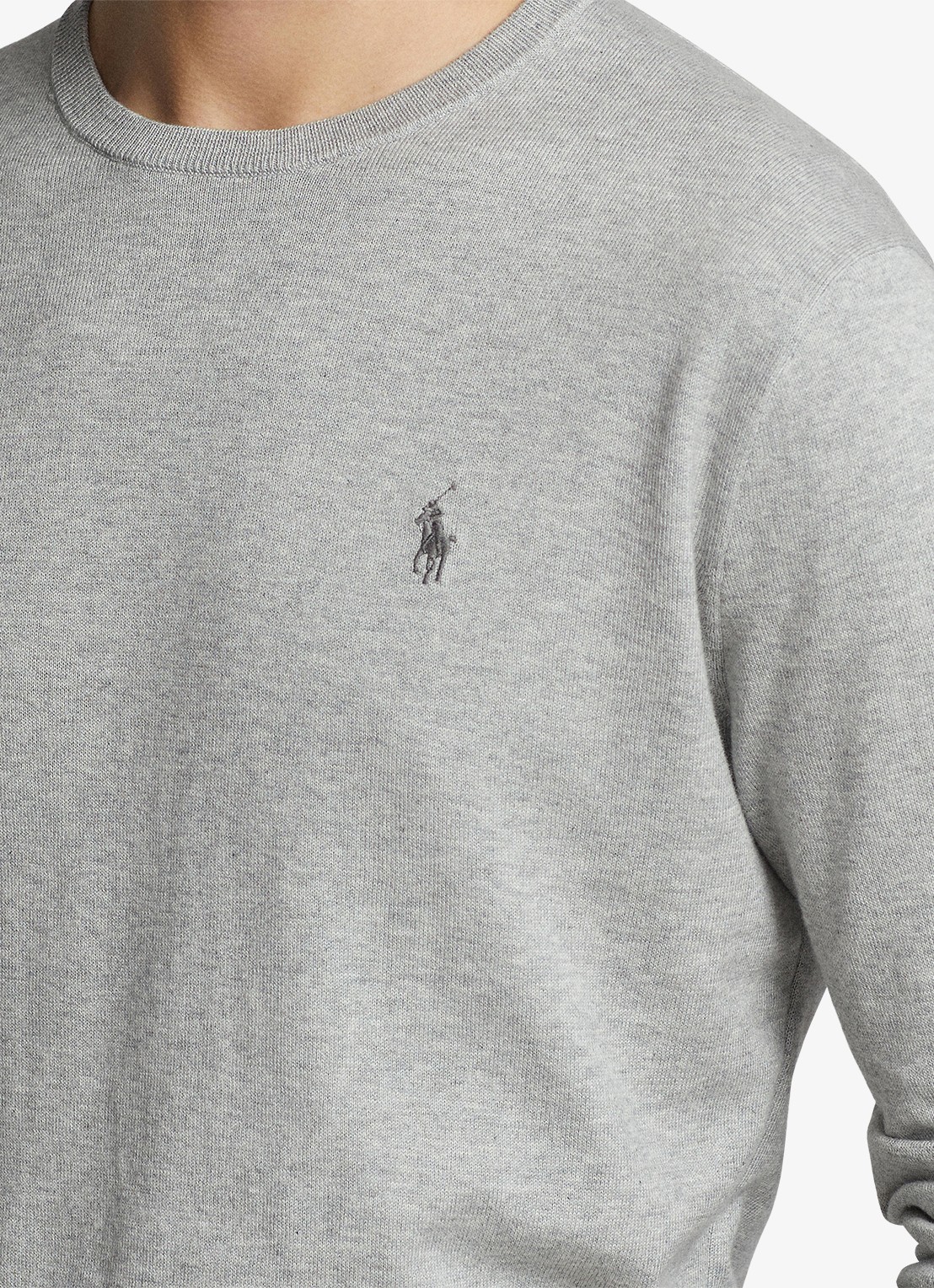 Ralph Lauren Slim fit pullover van katoen - detail 2 andover heather / grijs