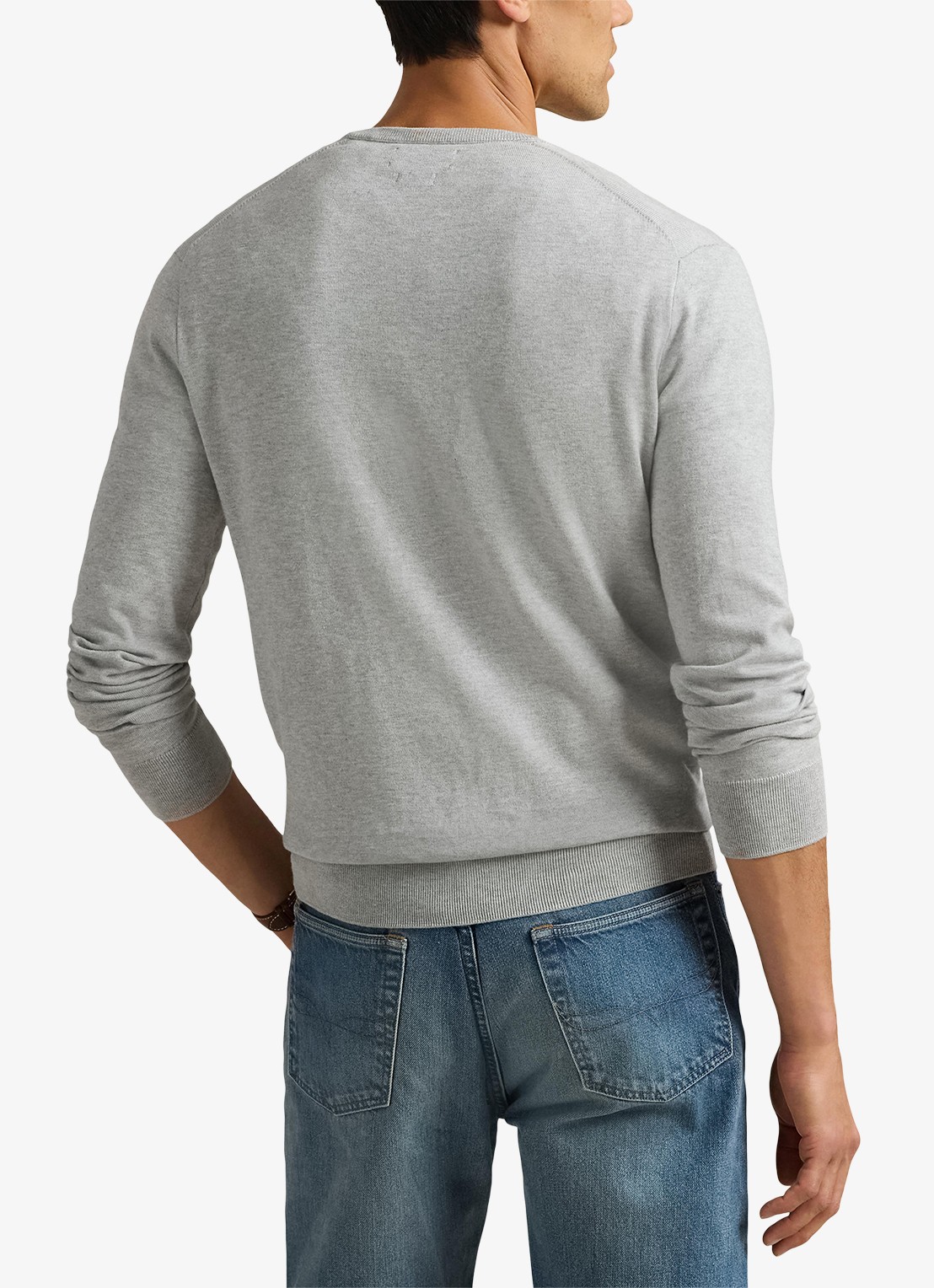 Ralph Lauren Slim fit pullover van Pima katoen - achterkant 2 andover heather / grijs
