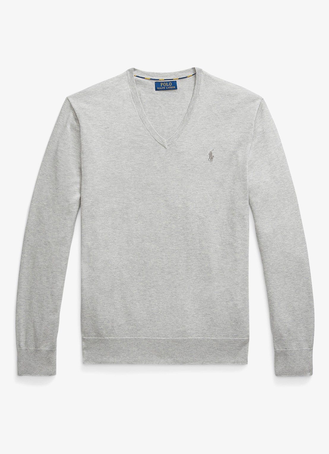 Ralph Lauren Slim fit pullover van Pima katoen - voorkant 3 andover heather / grijs