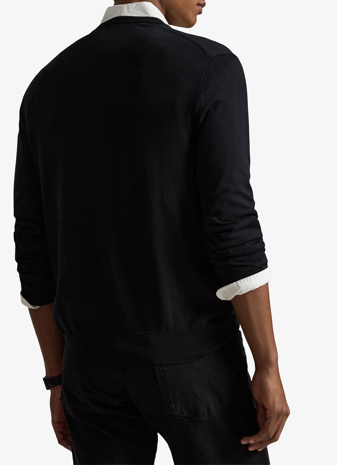 Ralph Lauren Slim fit pullover van Pima katoen - achterkant 4 polo black / zwart